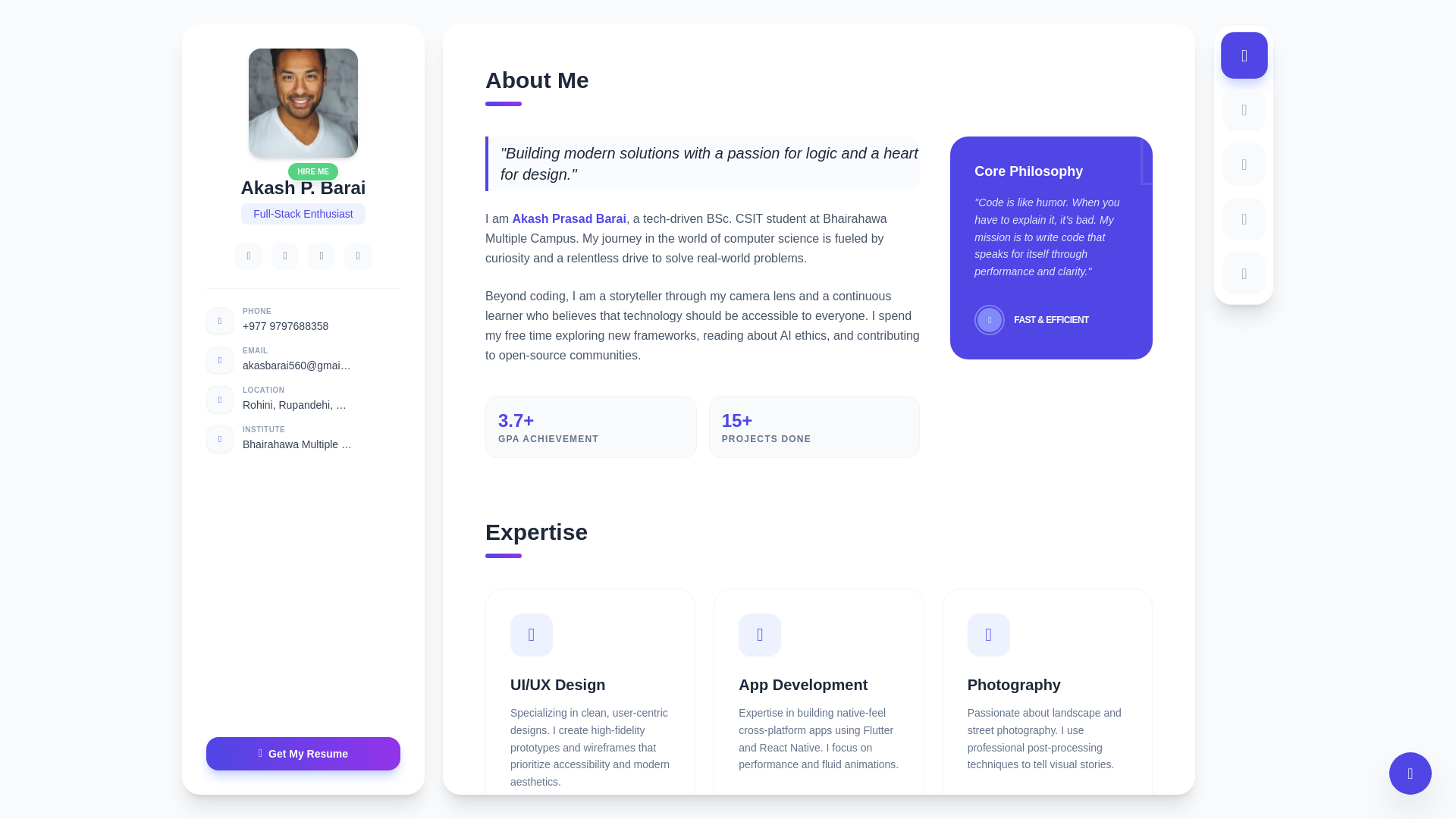 website screenshot of https://akashbarai.com.np/