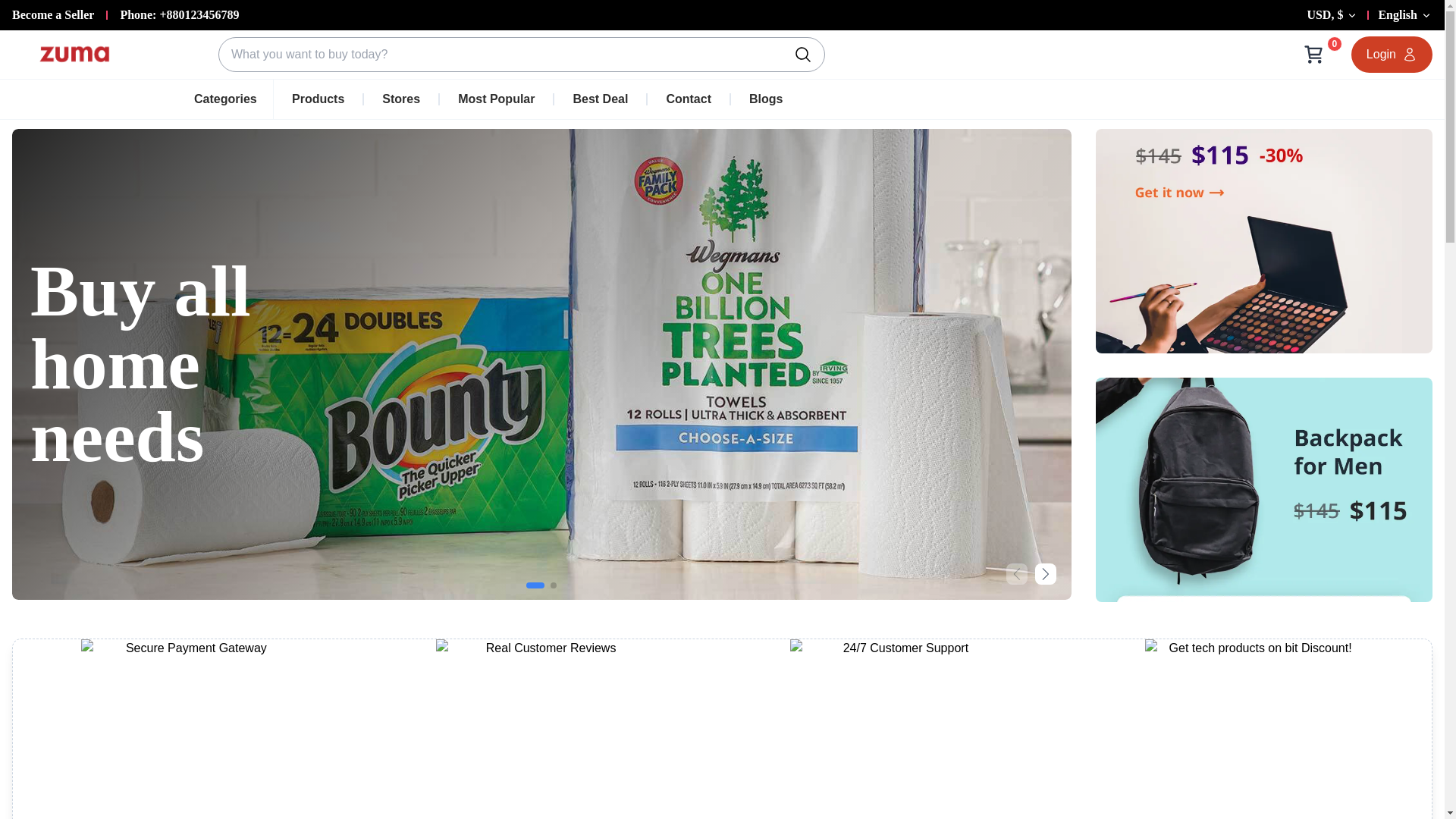 website screenshot of https://zumacart.com/