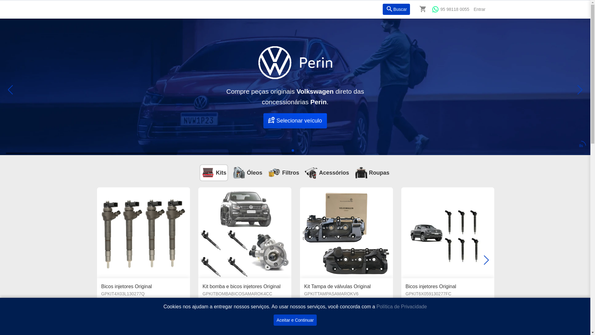 website screenshot of https://perinpecasvw.com.br/