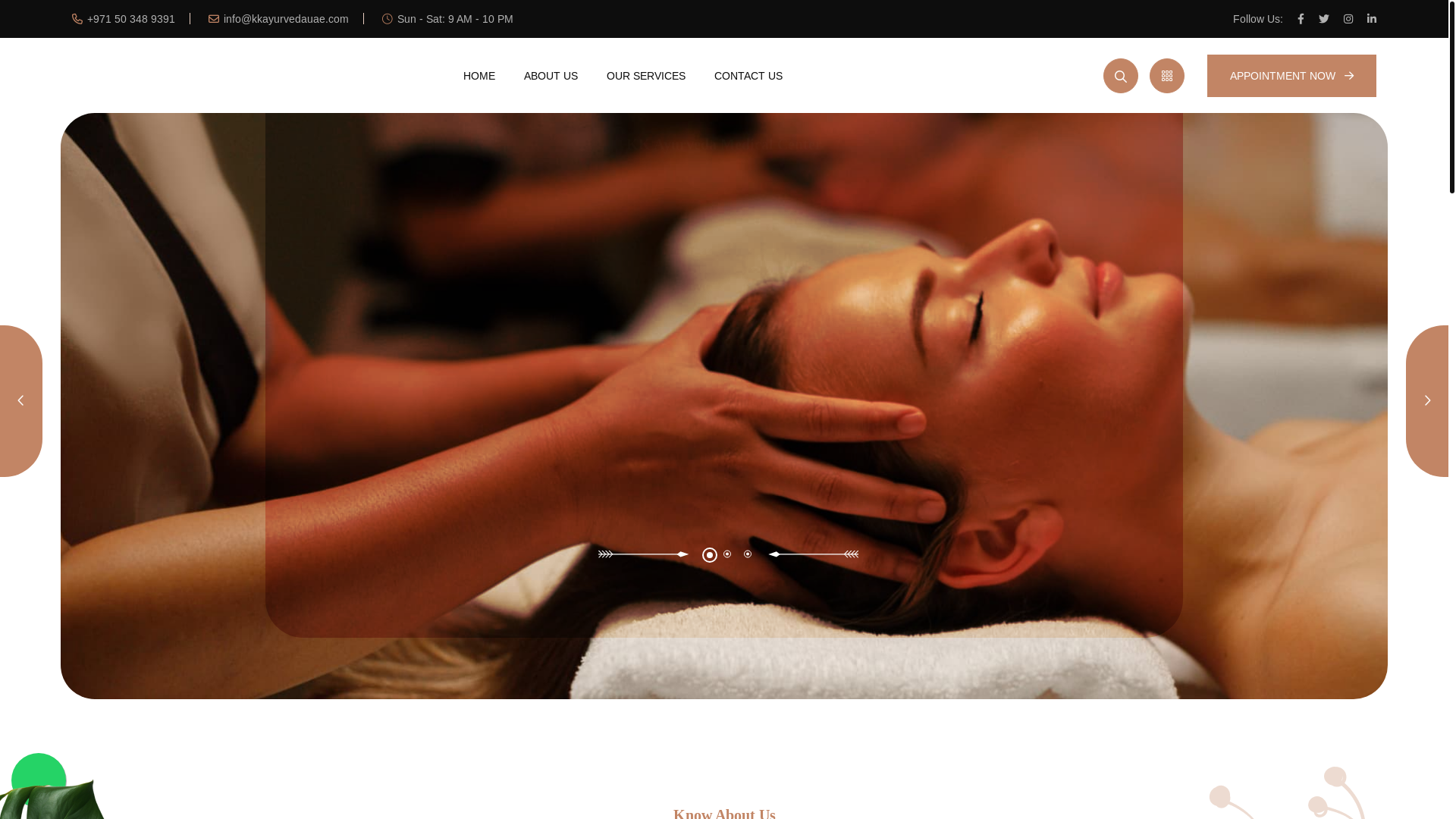 website screenshot of https://kkayurvedauae.com/