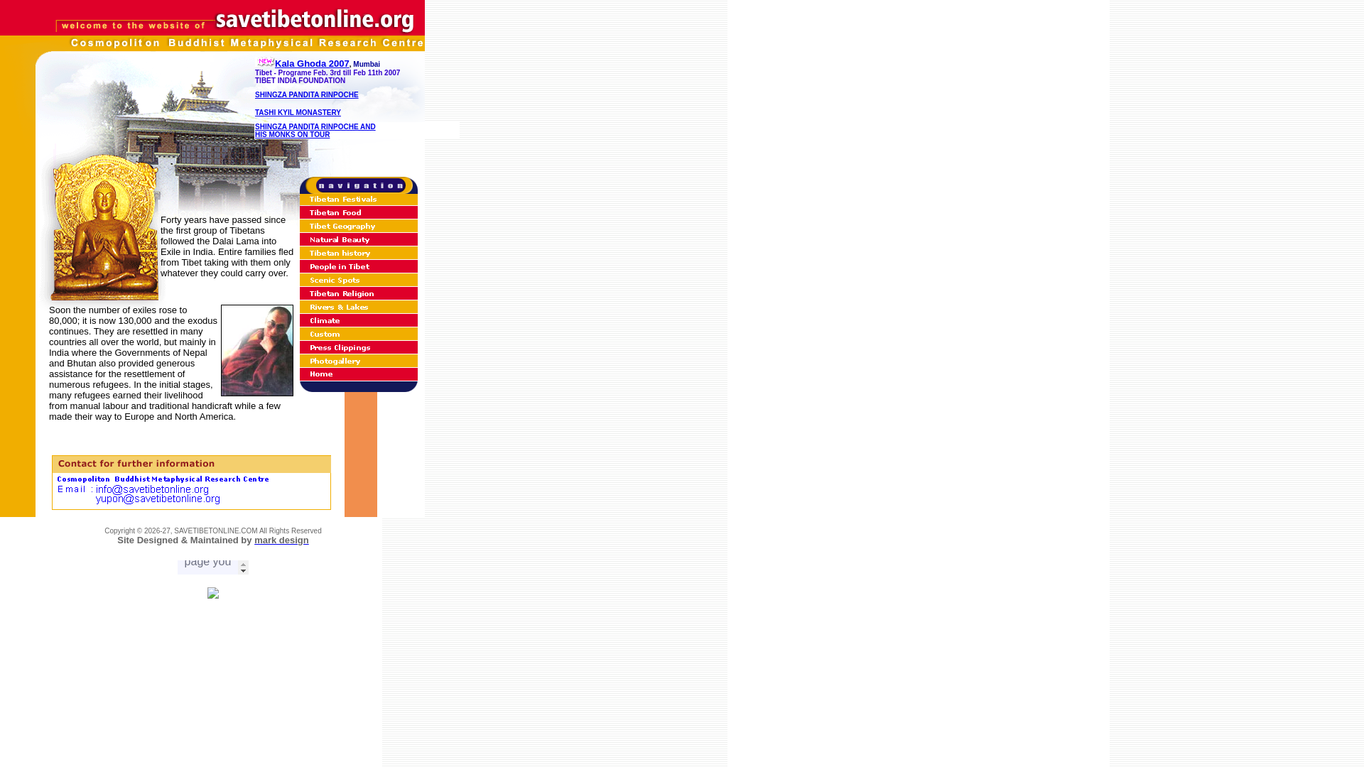 website screenshot of https://savetibetonline.org/