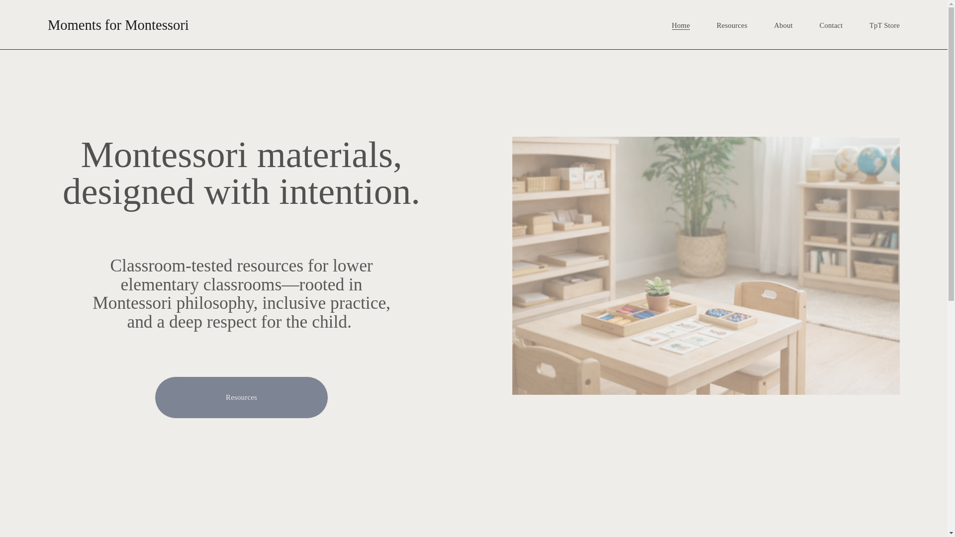 website screenshot of https://momentsformontessori.com/