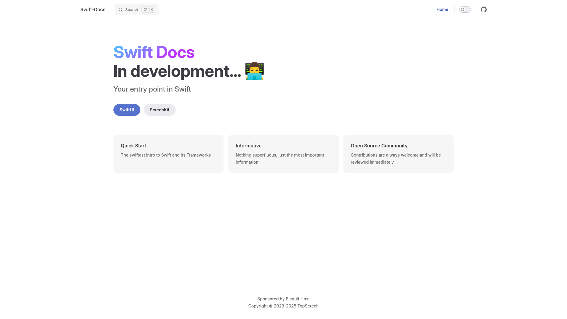 website screenshot of https://swift-docs.pages.dev/