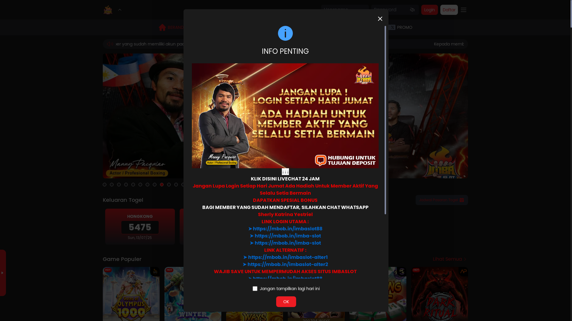 website screenshot of https://imbaslot-cantik.com/