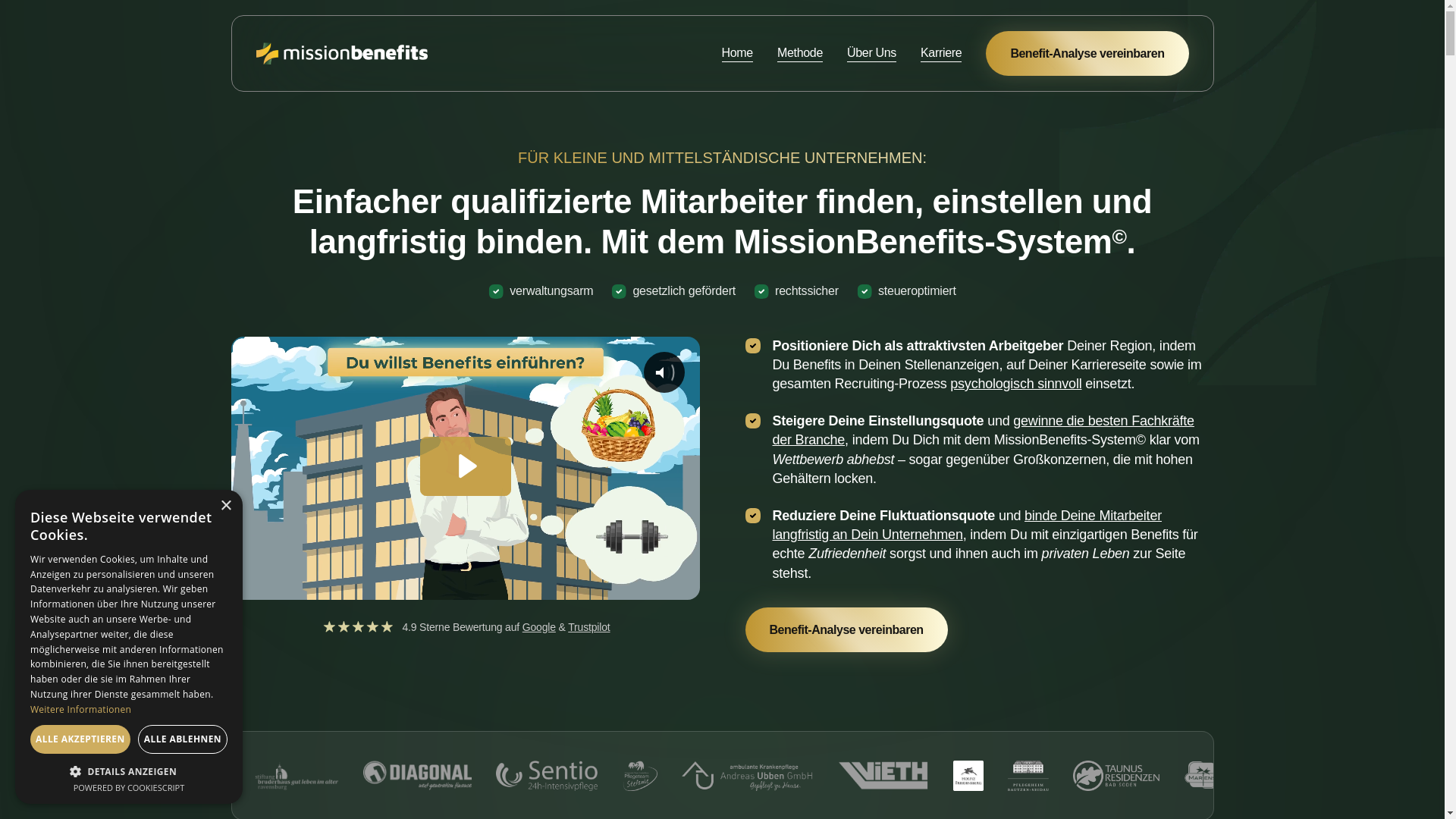 website screenshot of https://missionbenefitagentur.de/