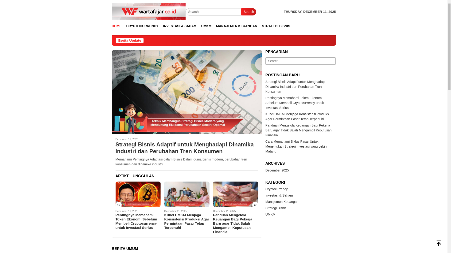 website screenshot of https://wartafajar.co.id/