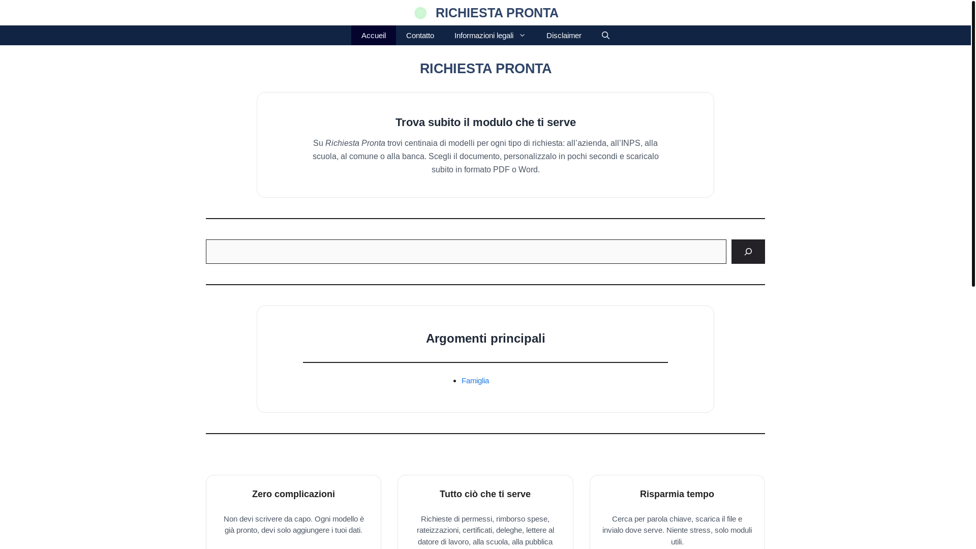 website screenshot of https://richiesta-pronta.com/