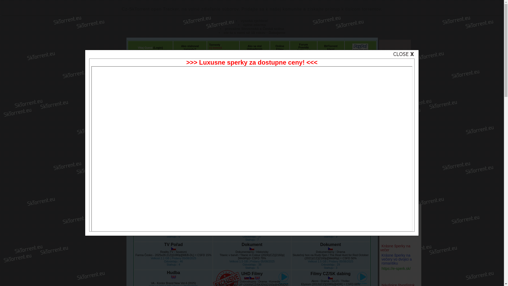 website screenshot of https://sktorrent.eu