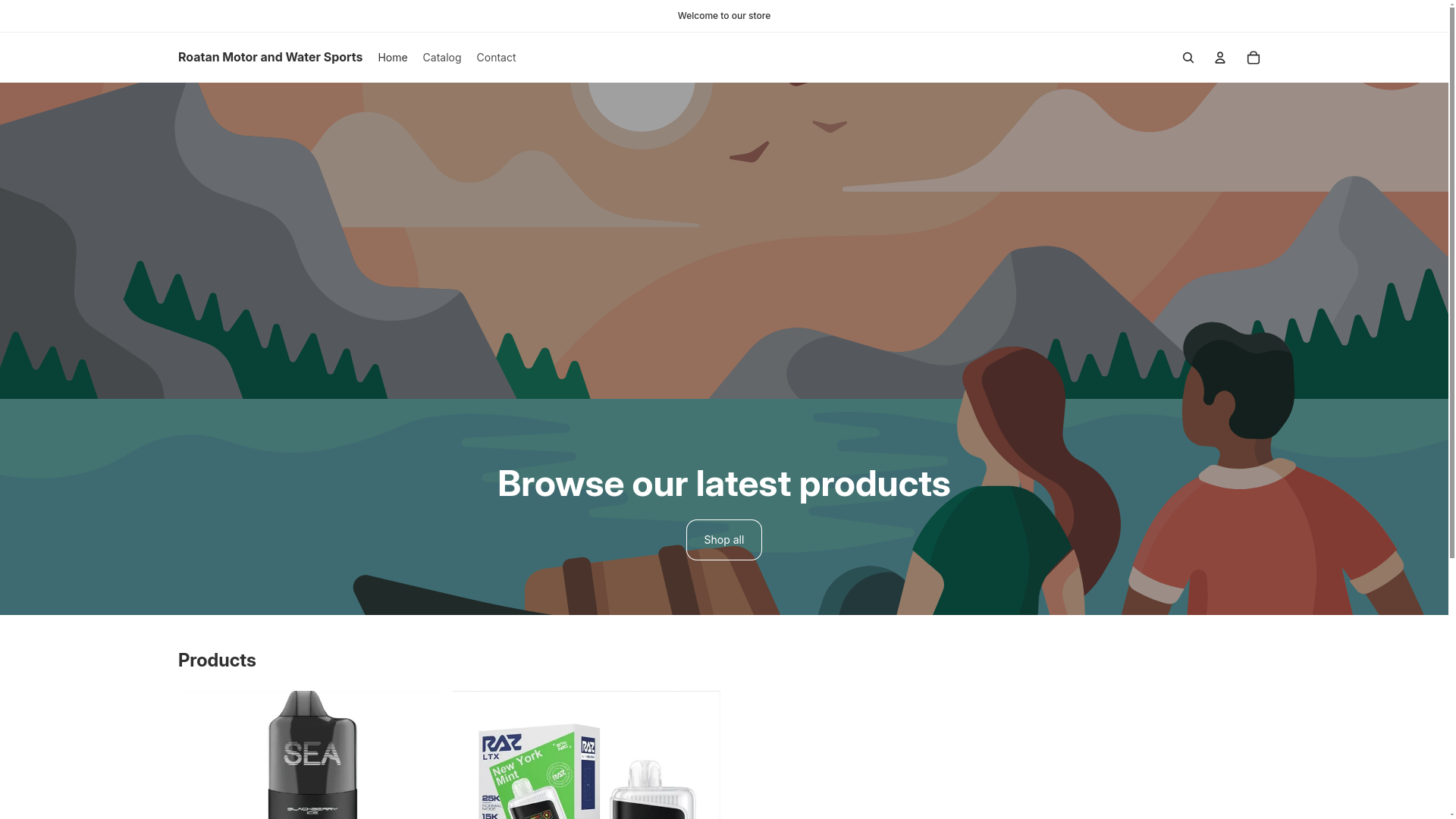 website screenshot of https://roatanmotorandwatersports.com/