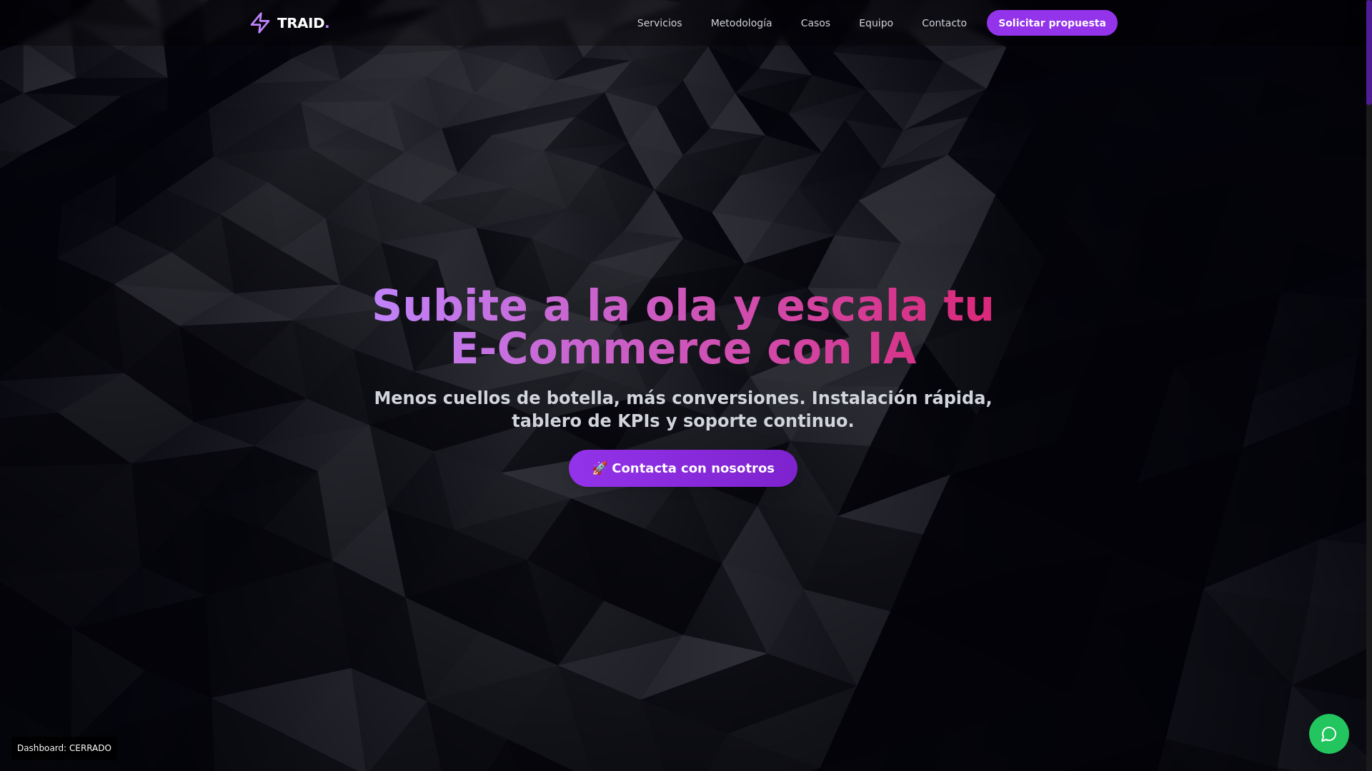 website screenshot of https://traidagency.com/