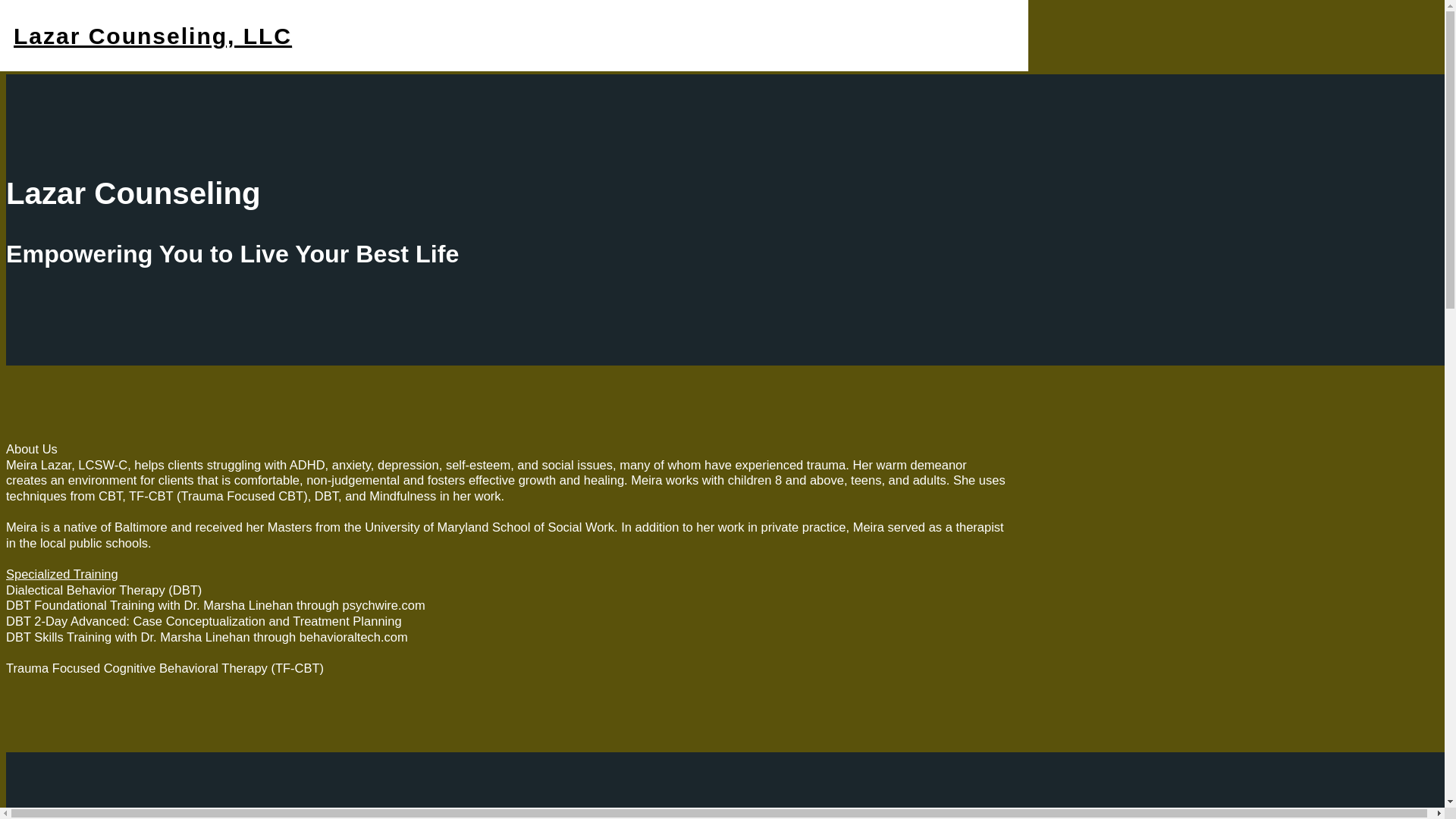 website screenshot of https://lazarcounseling.com/