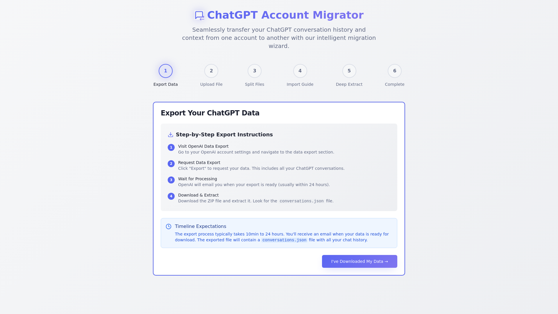 website screenshot of https://transferchatgpt.com/