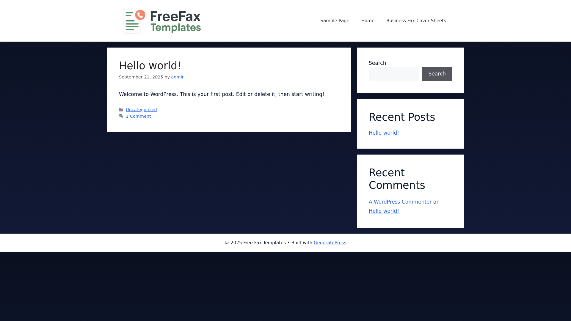 website screenshot of https://freefaxtemplates.com/