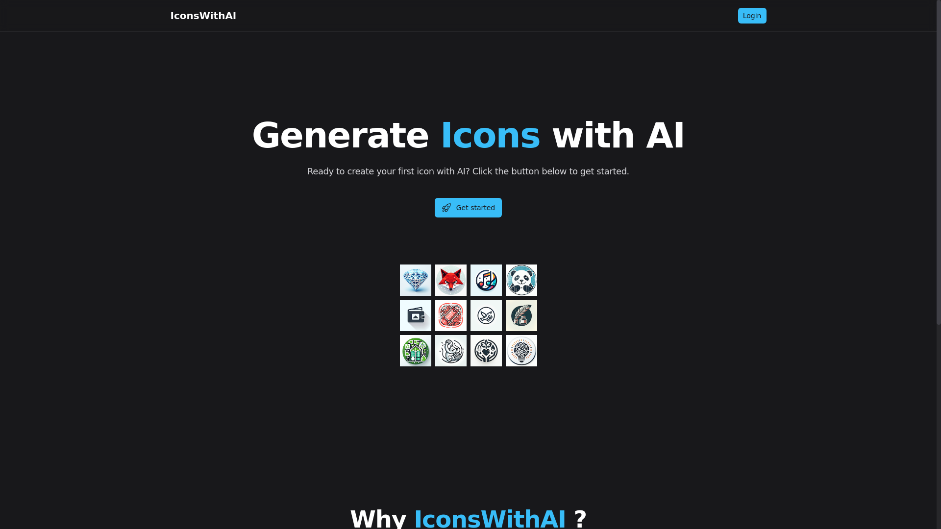 website screenshot of https://icons-with-ai.pages.dev/