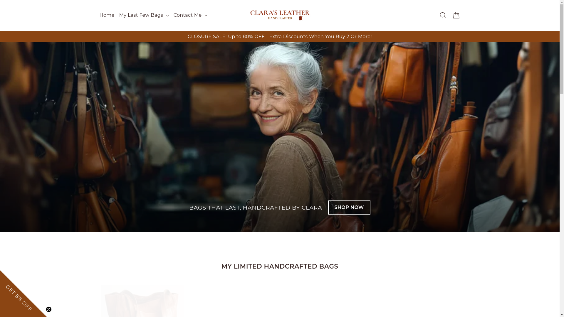 website screenshot of https://clarasleather.com/