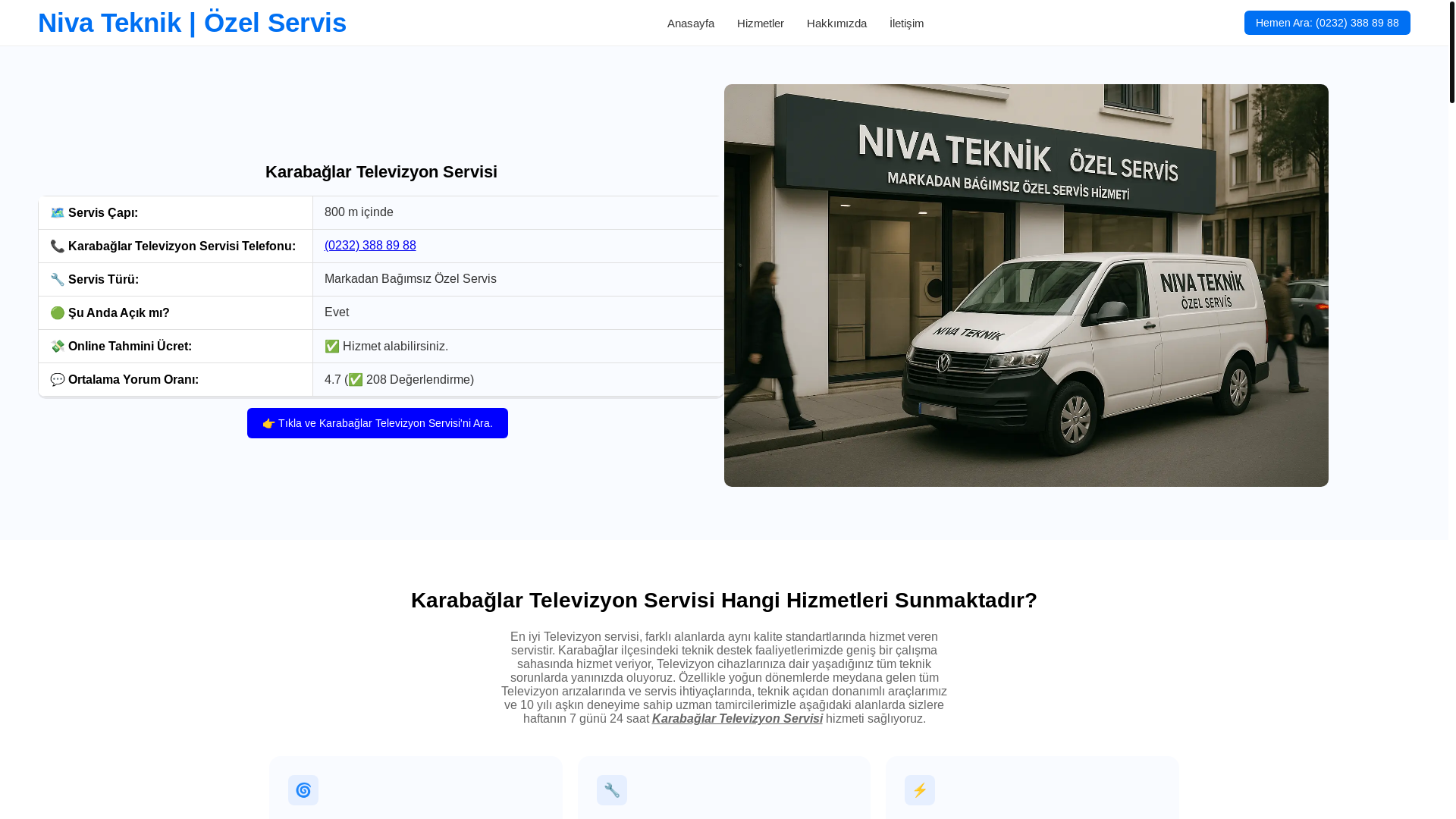 website screenshot of https://karabaglartelevizyontamircisi.com.tr/