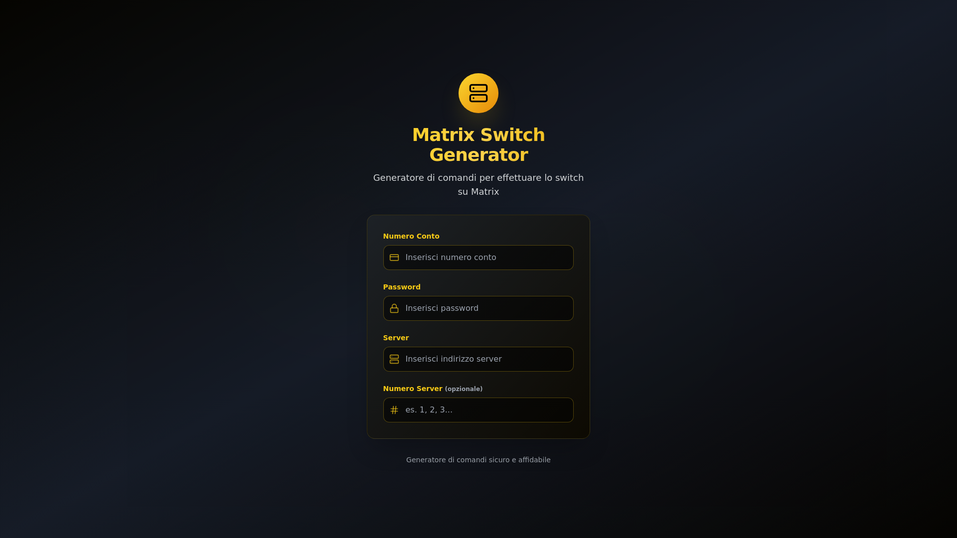 website screenshot of https://matrixswitchgenerator.com/