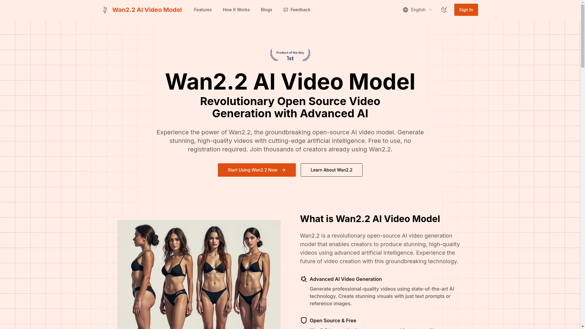 website screenshot of https://wan-2.cc/