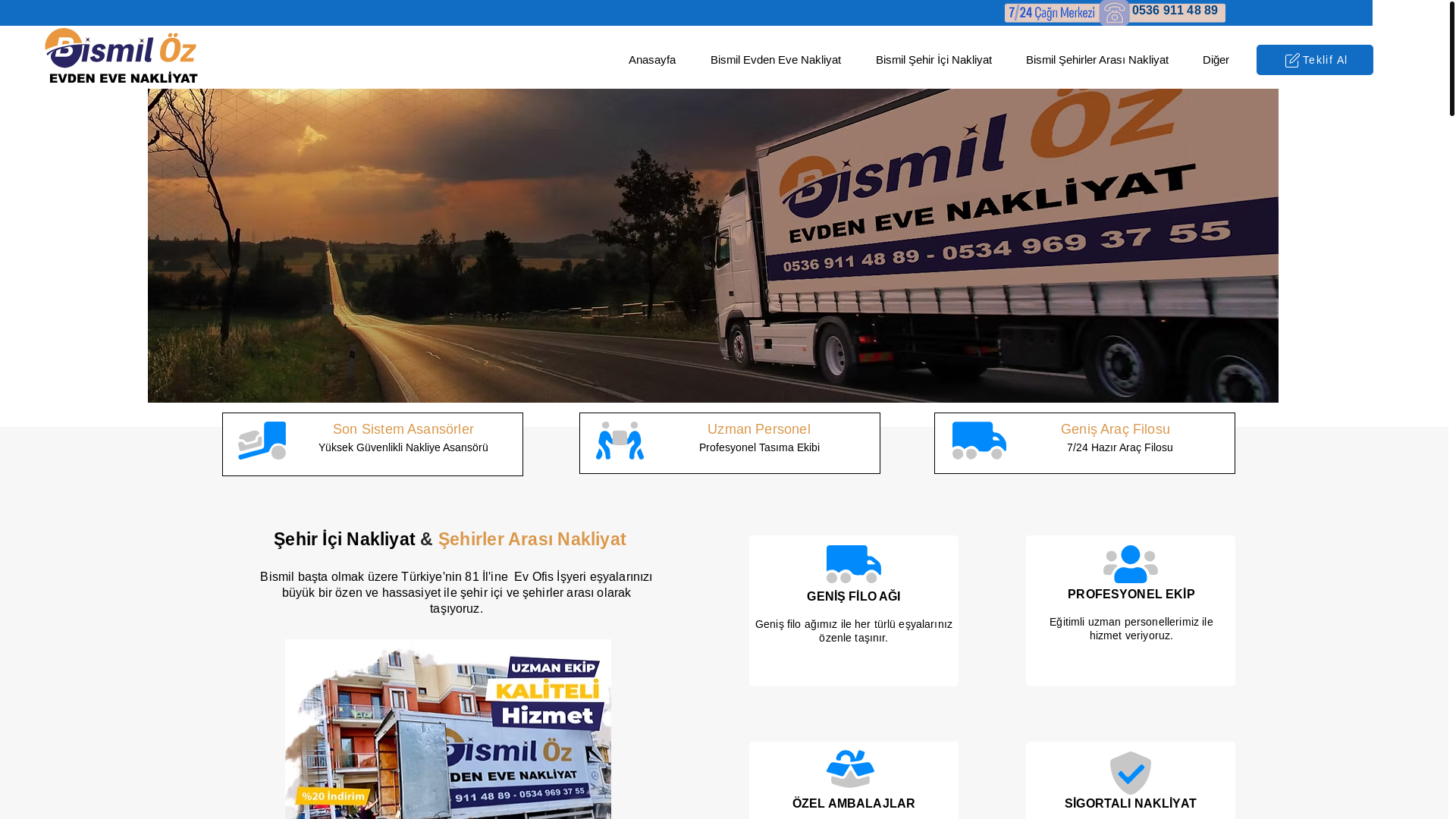website screenshot of https://bismiloznakliyat.com.tr/