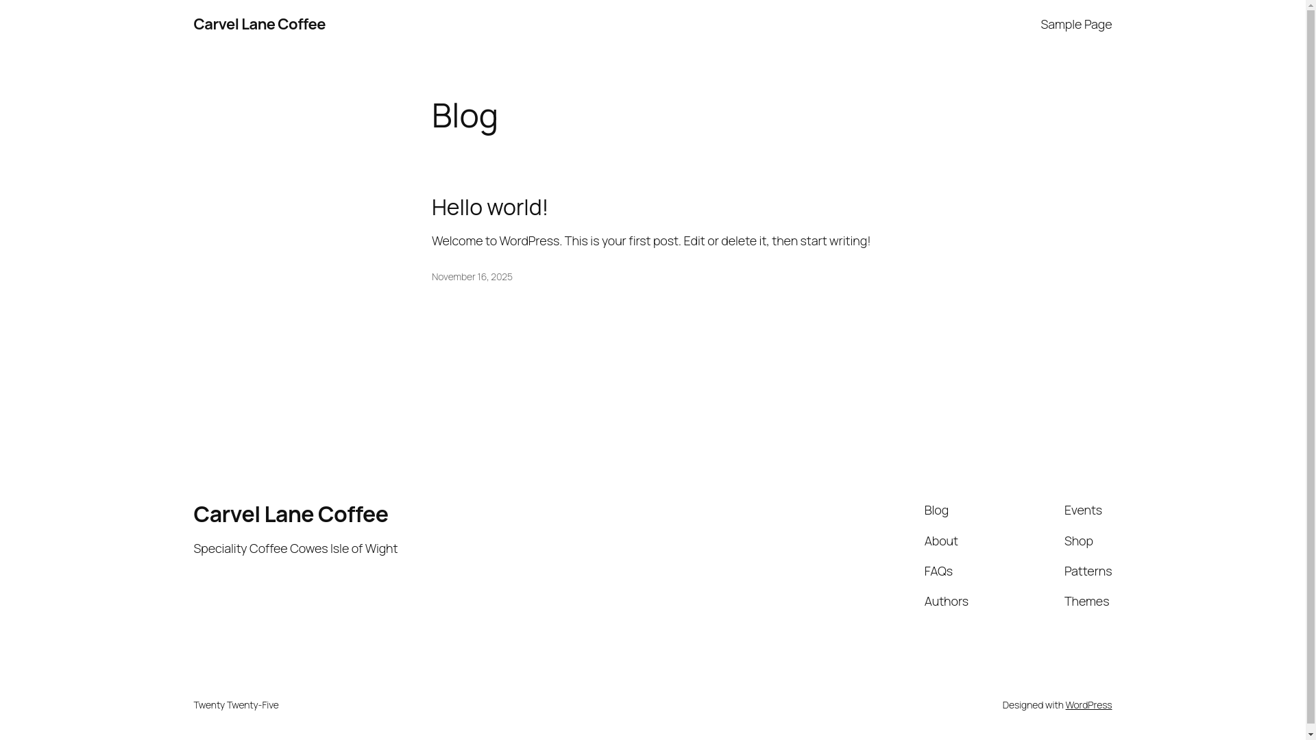 website screenshot of https://carvellanecoffee.com/