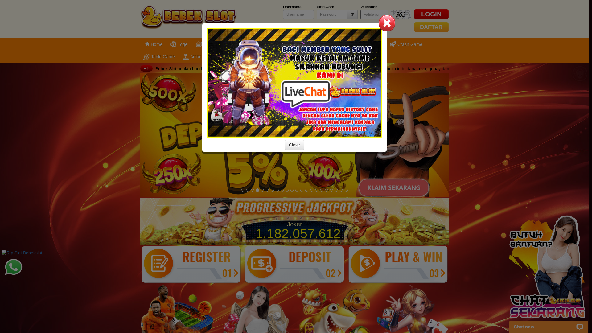 website screenshot of https://bebekslotapp.site/