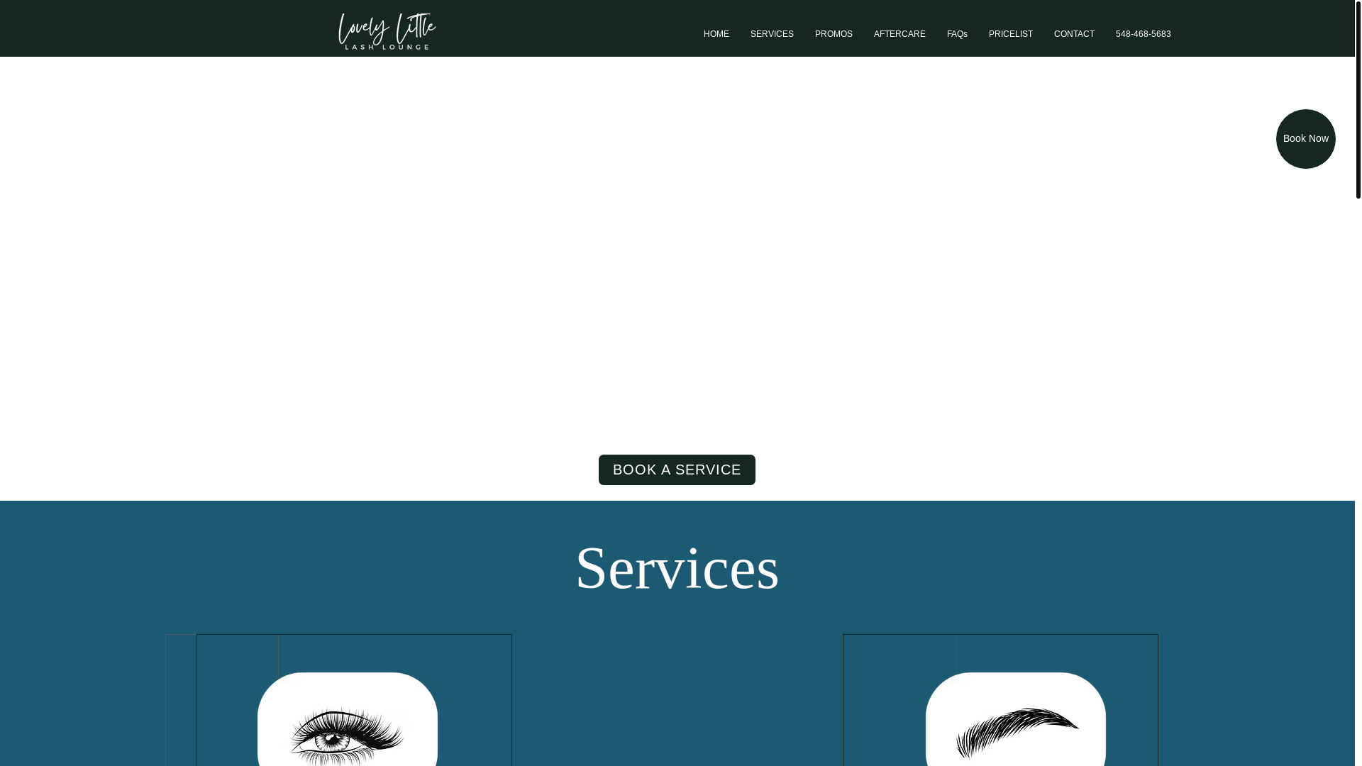 website screenshot of https://lovelylittlelashlounge.com/