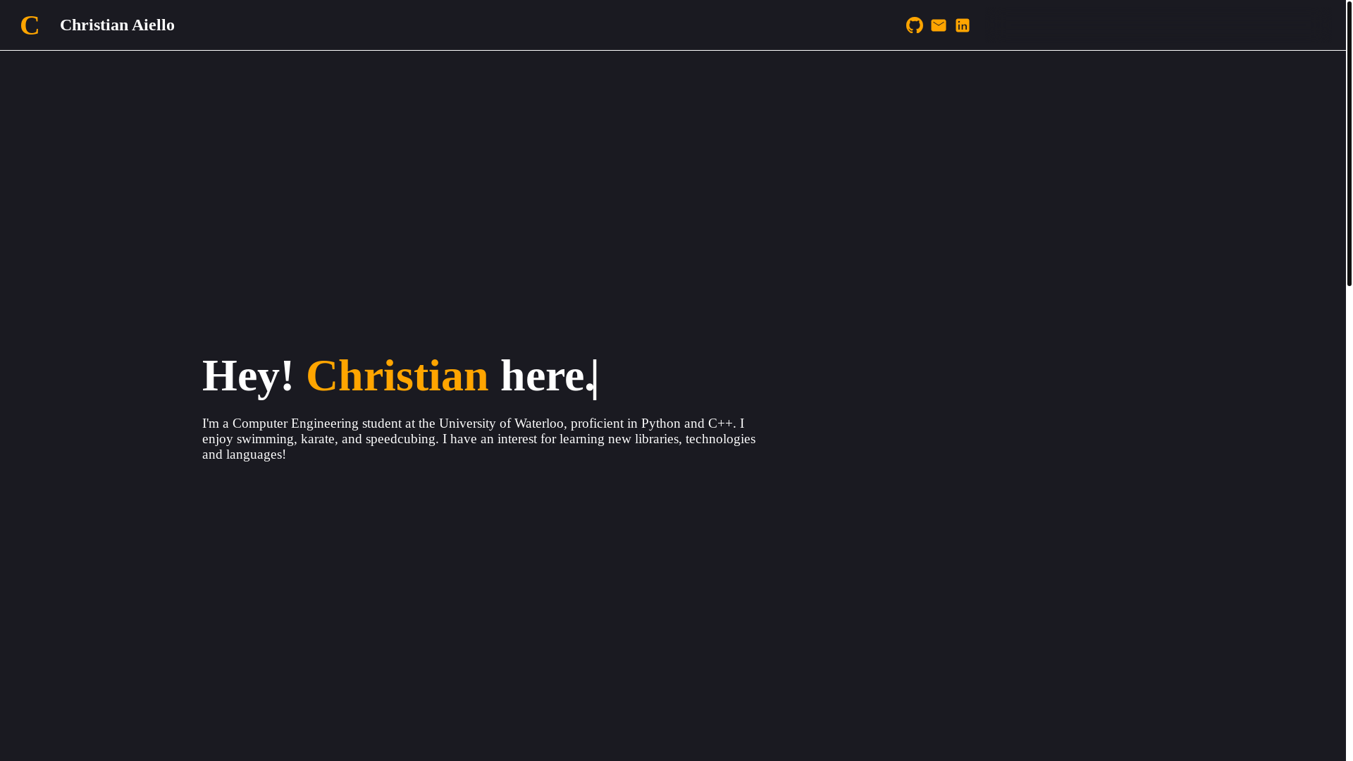 website screenshot of https://christianaiello.dev/