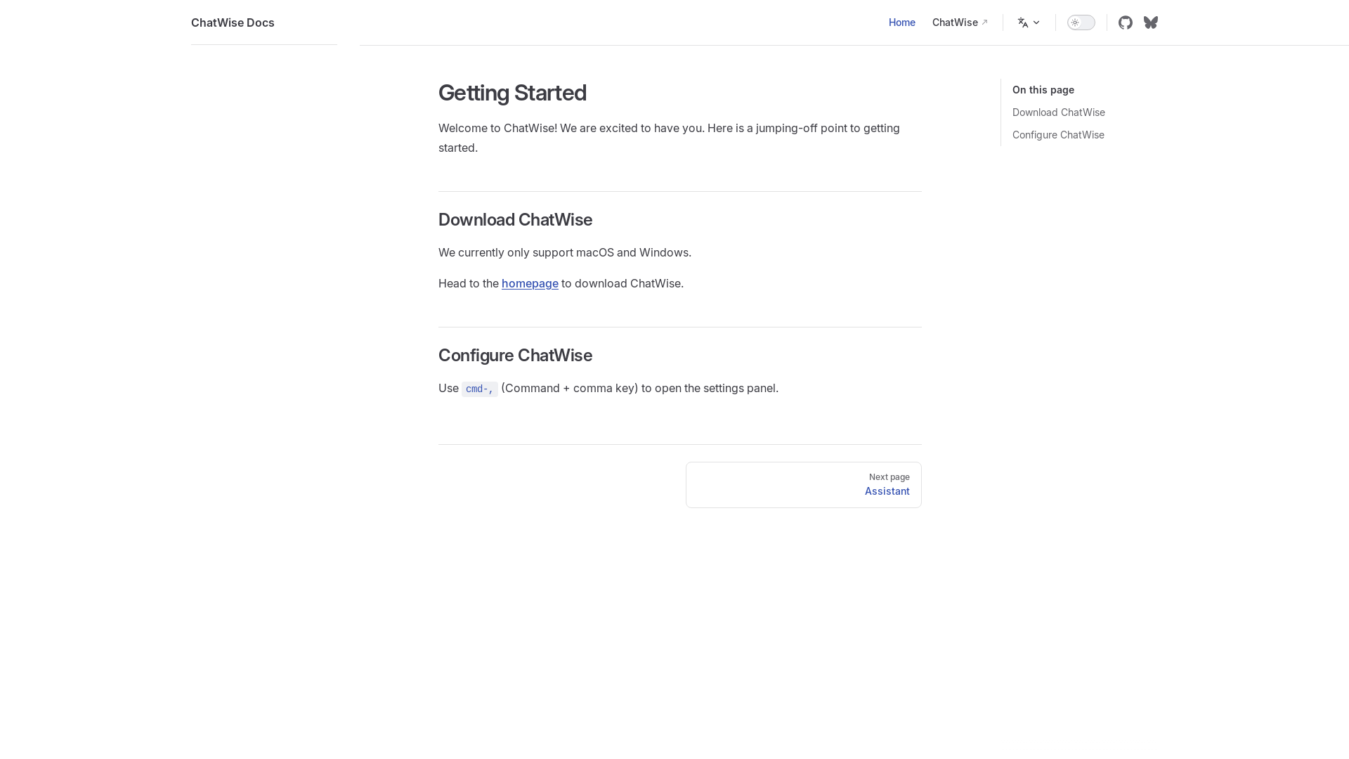 website screenshot of https://chatwise-docs.pages.dev/