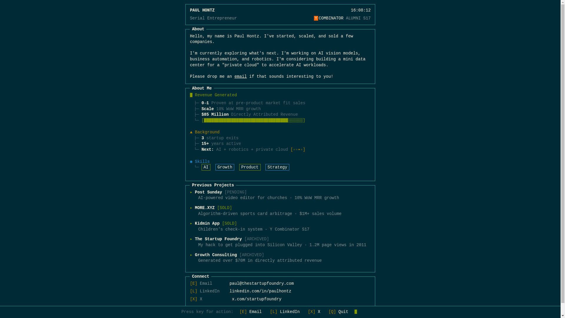 website screenshot of https://paulhontz.pages.dev/