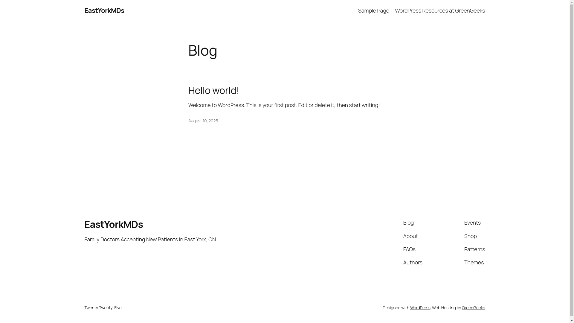 website screenshot of https://eastyorkmds.ca/