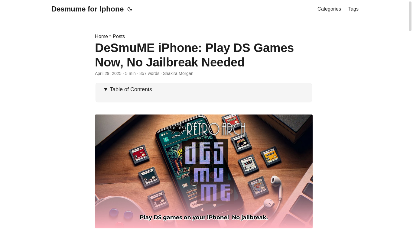 website screenshot of https://desmume-for-iphone.pages.dev/