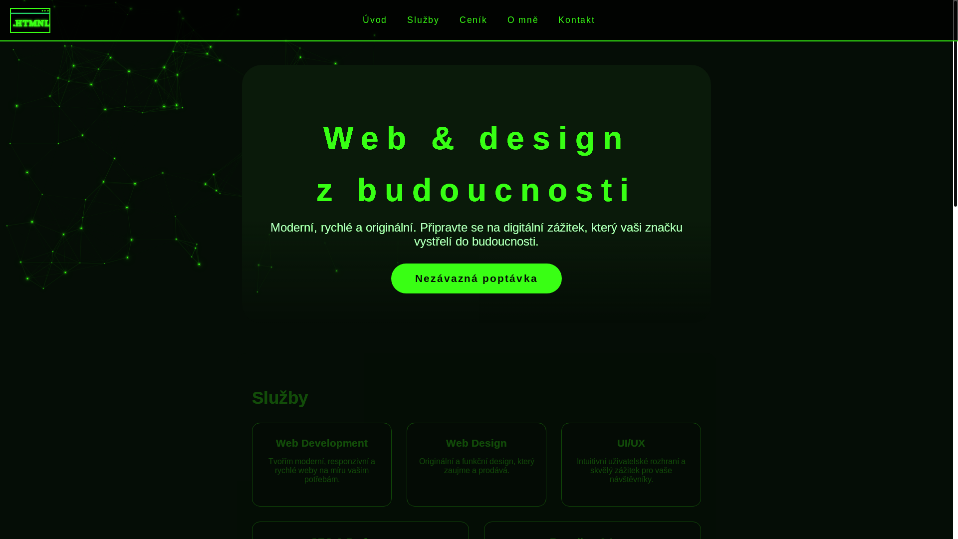 website screenshot of https://htmnl.cz/