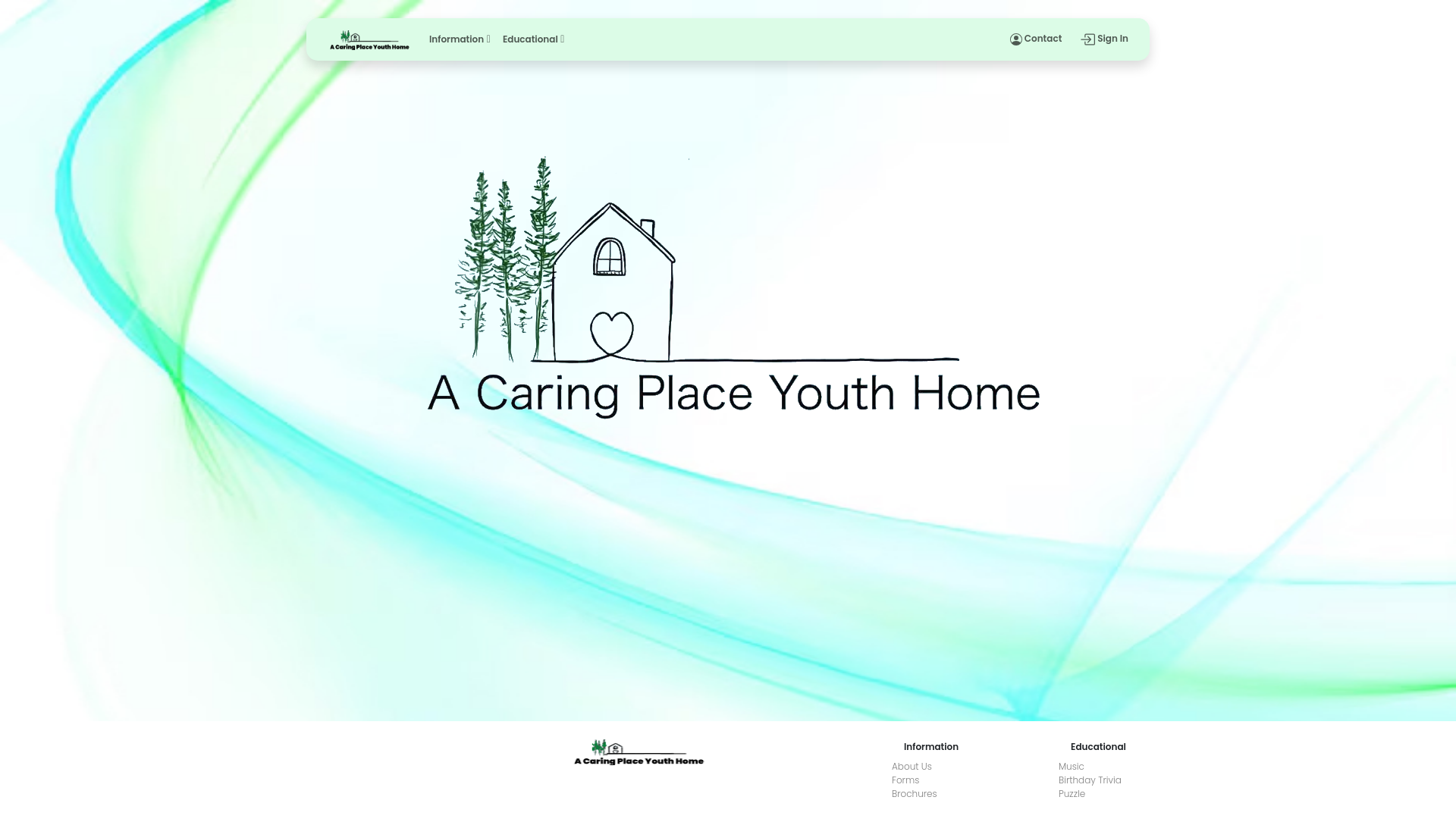 website screenshot of https://acaringplaceyouthhome.org/