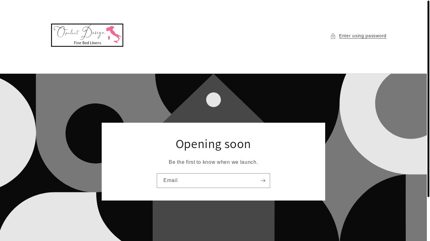 website screenshot of https://opulentdesignbedding.com/