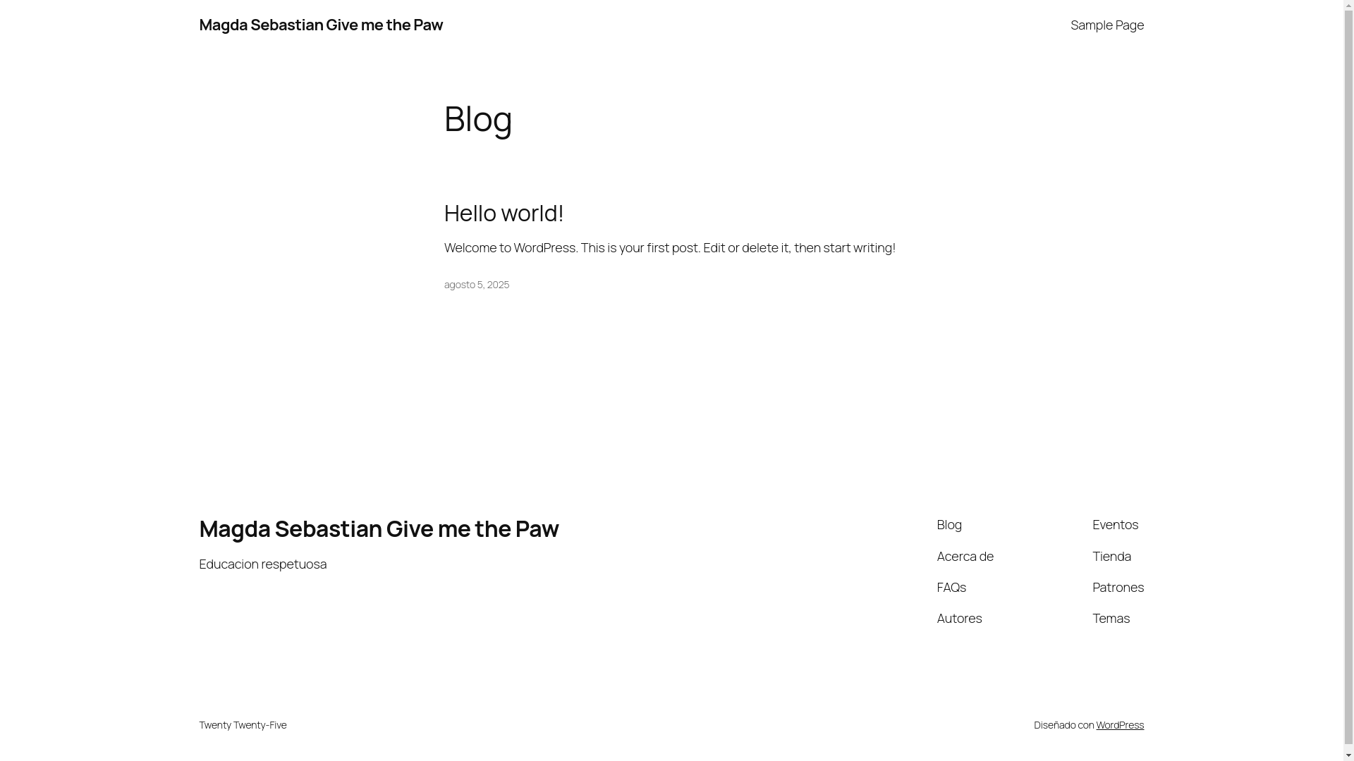 website screenshot of https://magdasebastiangivemethepaw.es/
