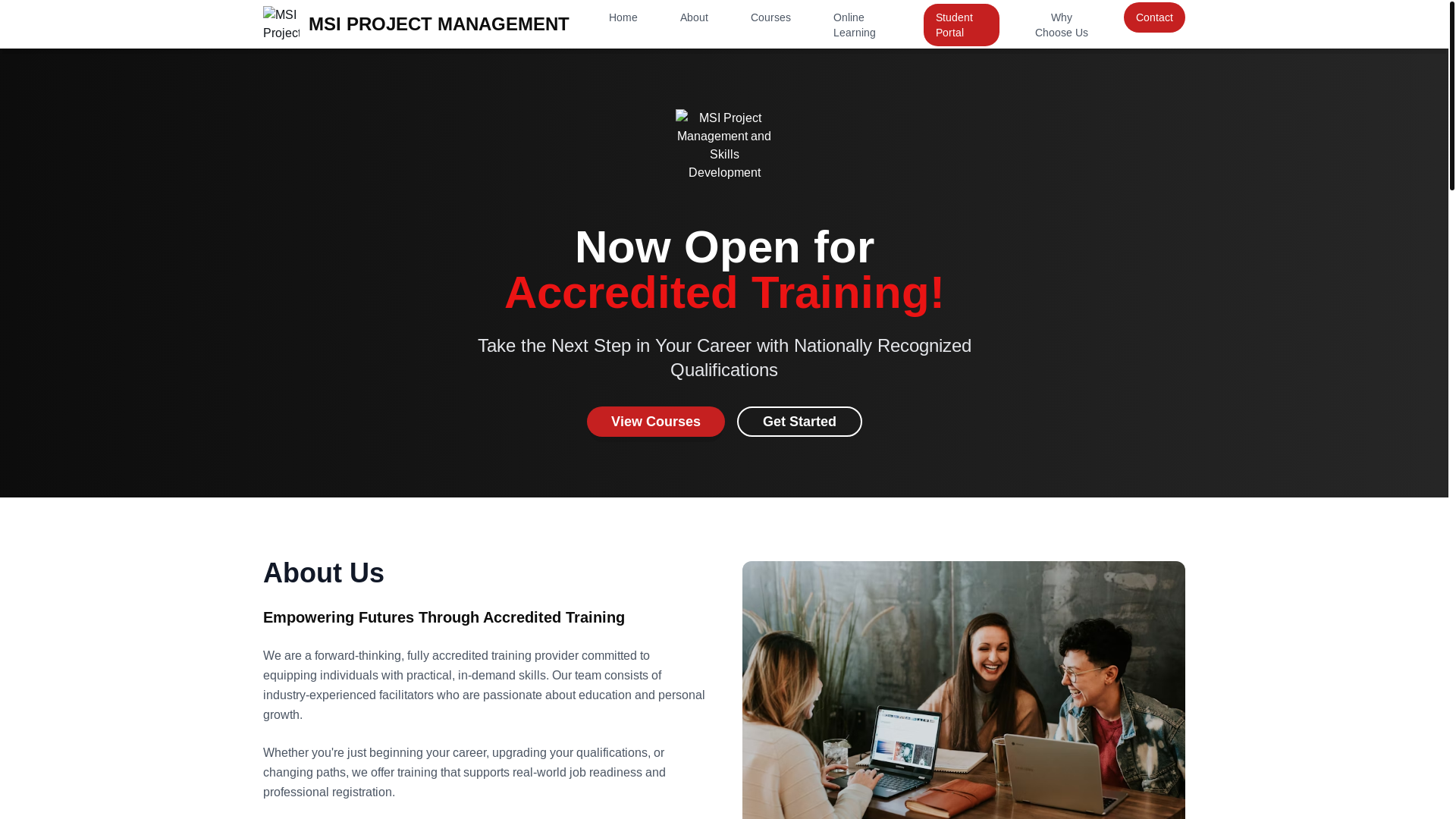 website screenshot of https://msiprojectskilldevelopment.com/