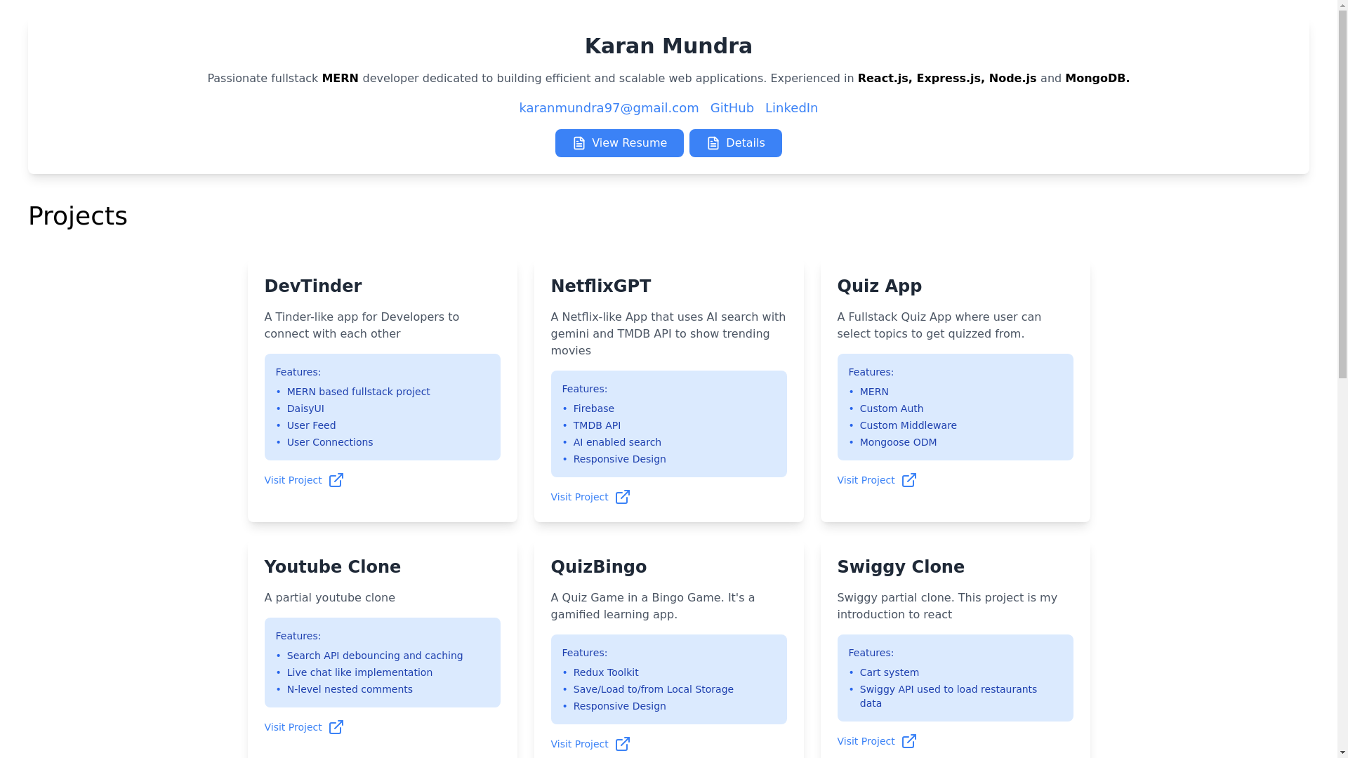 website screenshot of https://karanmundra.pages.dev/