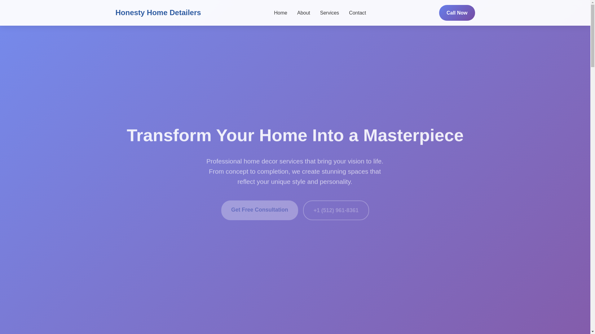 website screenshot of https://honestyhomedetailers.digital/