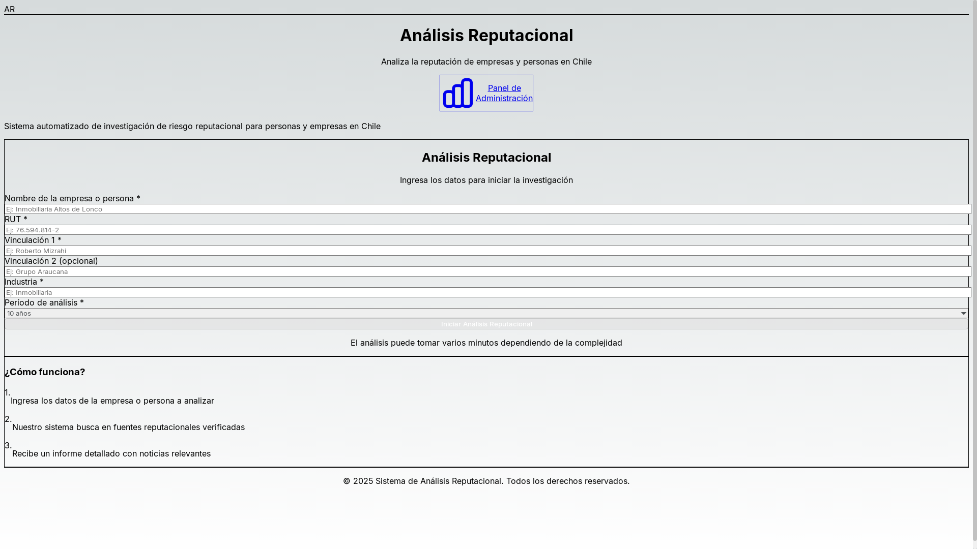 website screenshot of https://reputational-analysis-frontend.pages.dev/