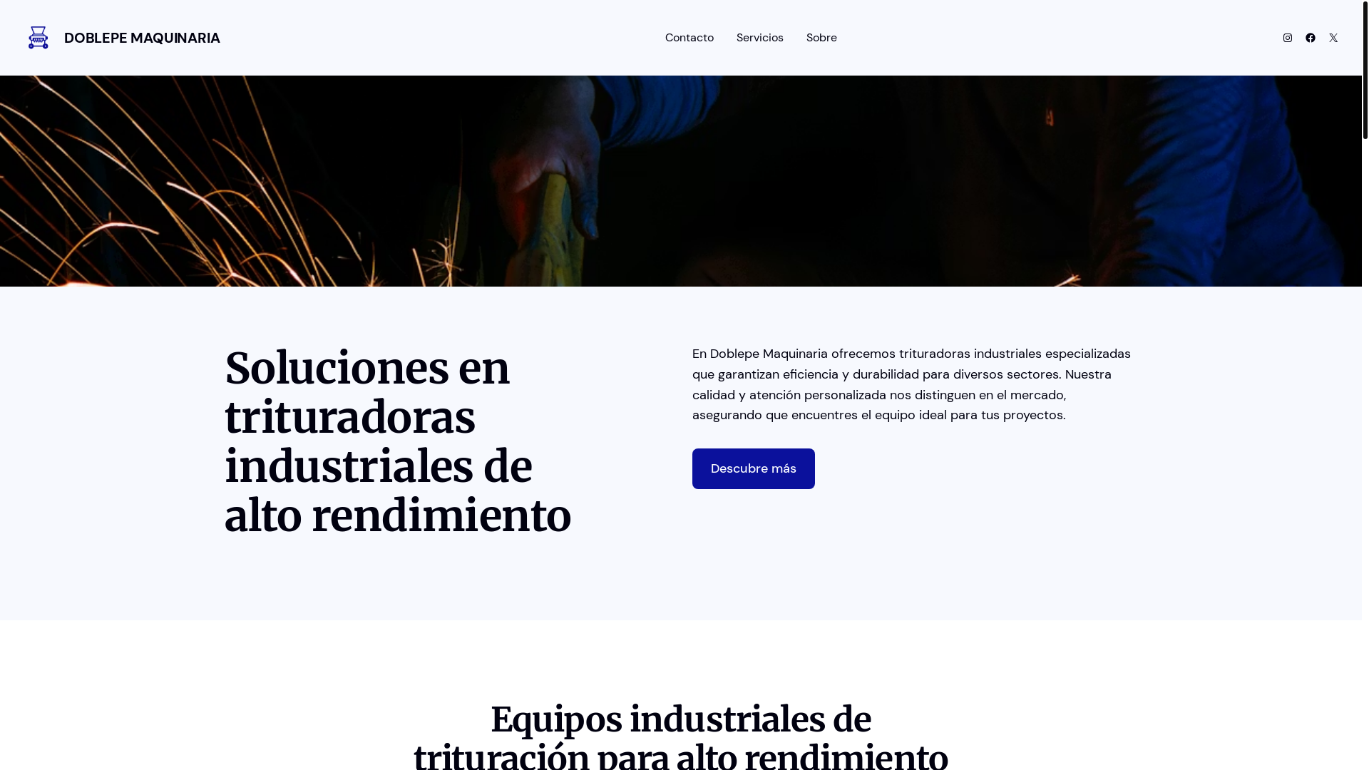 website screenshot of https://doblepemaquinaria.com/