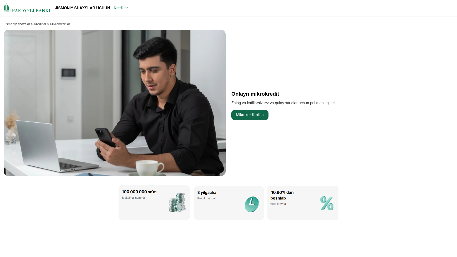 website screenshot of https://ipakyulibank.su/