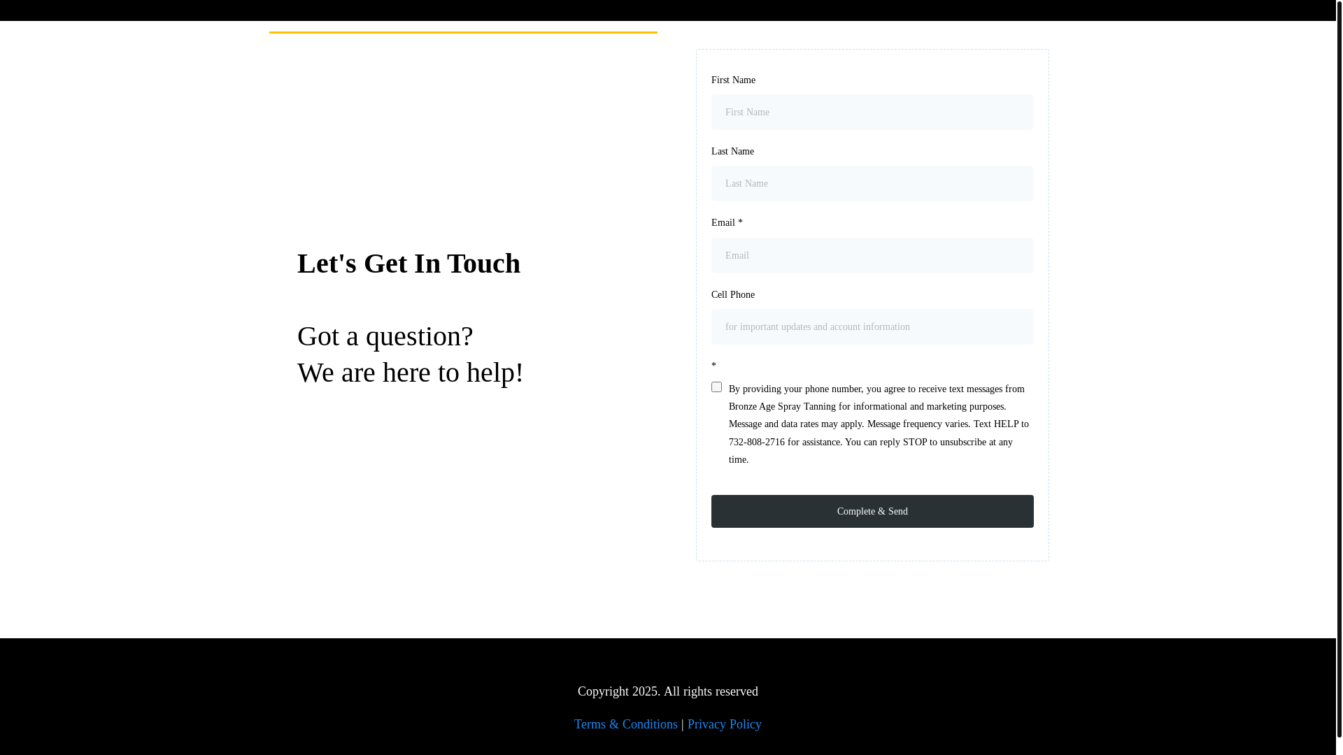 website screenshot of https://bronzeagespraytan.com/