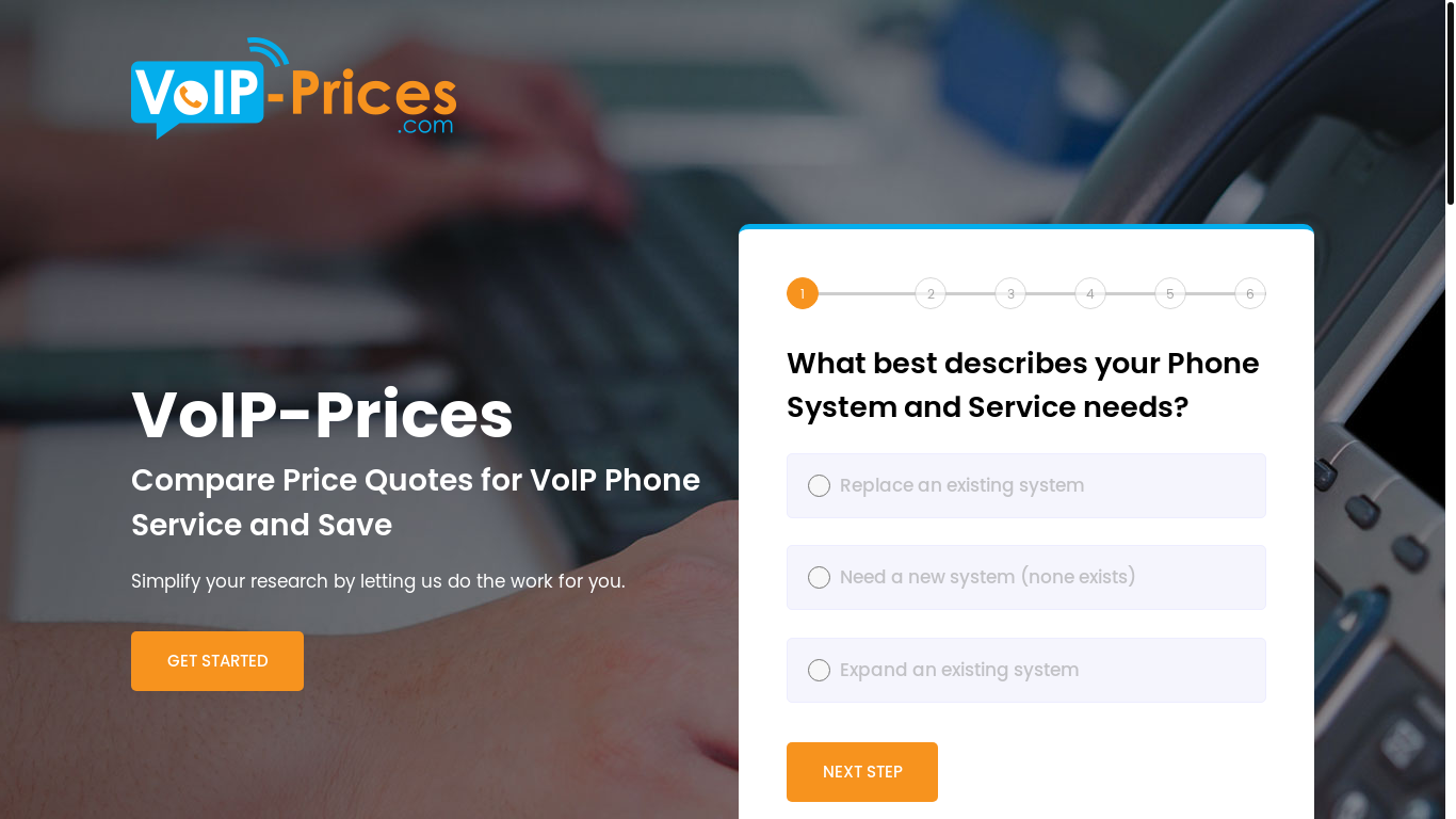 website screenshot of https://www.voip-prices.com/