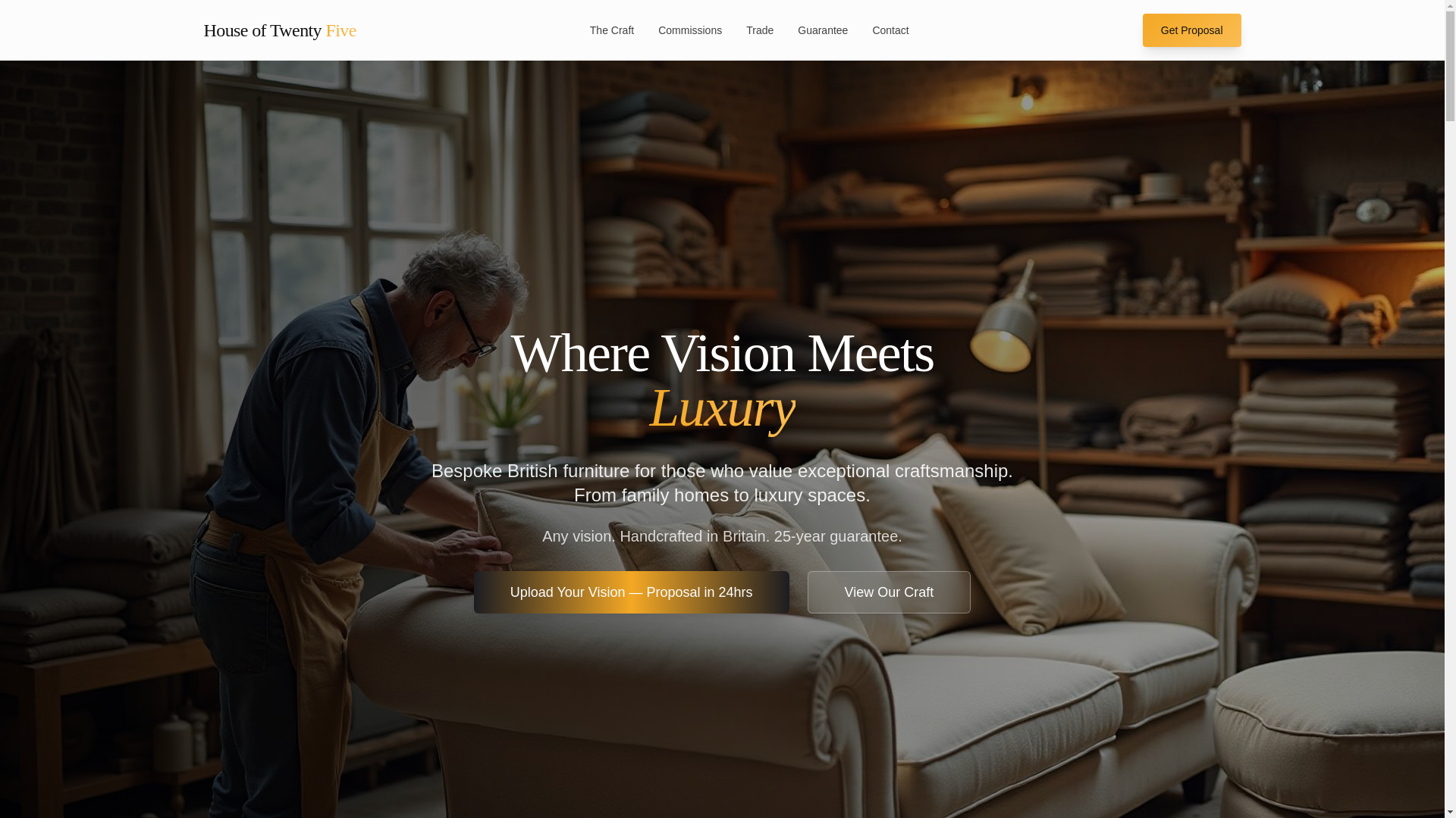 website screenshot of https://houseoftwentyfive.co.uk/
