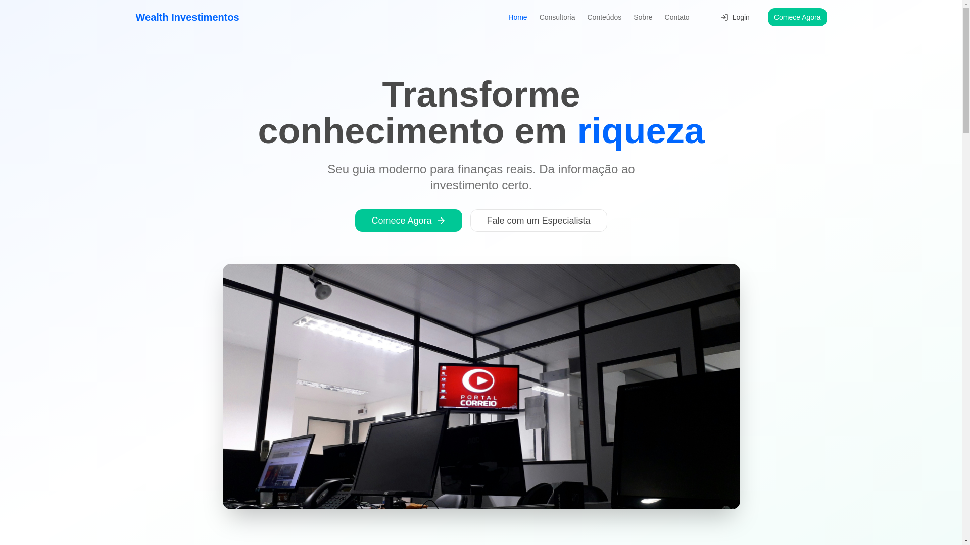 website screenshot of https://wealthinvestimentos.com.br/