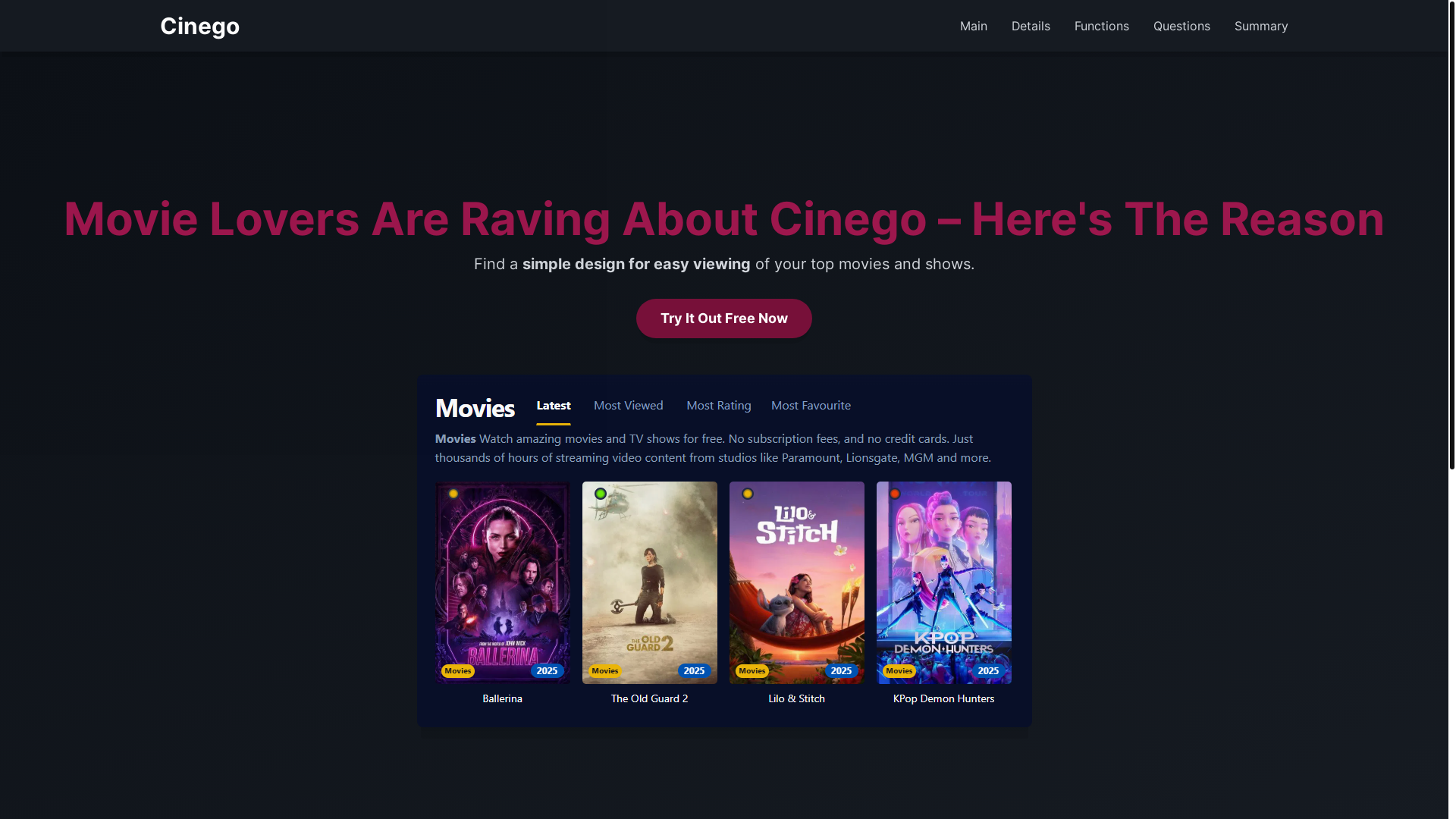 website screenshot of https://cinego-uvz8.pages.dev/