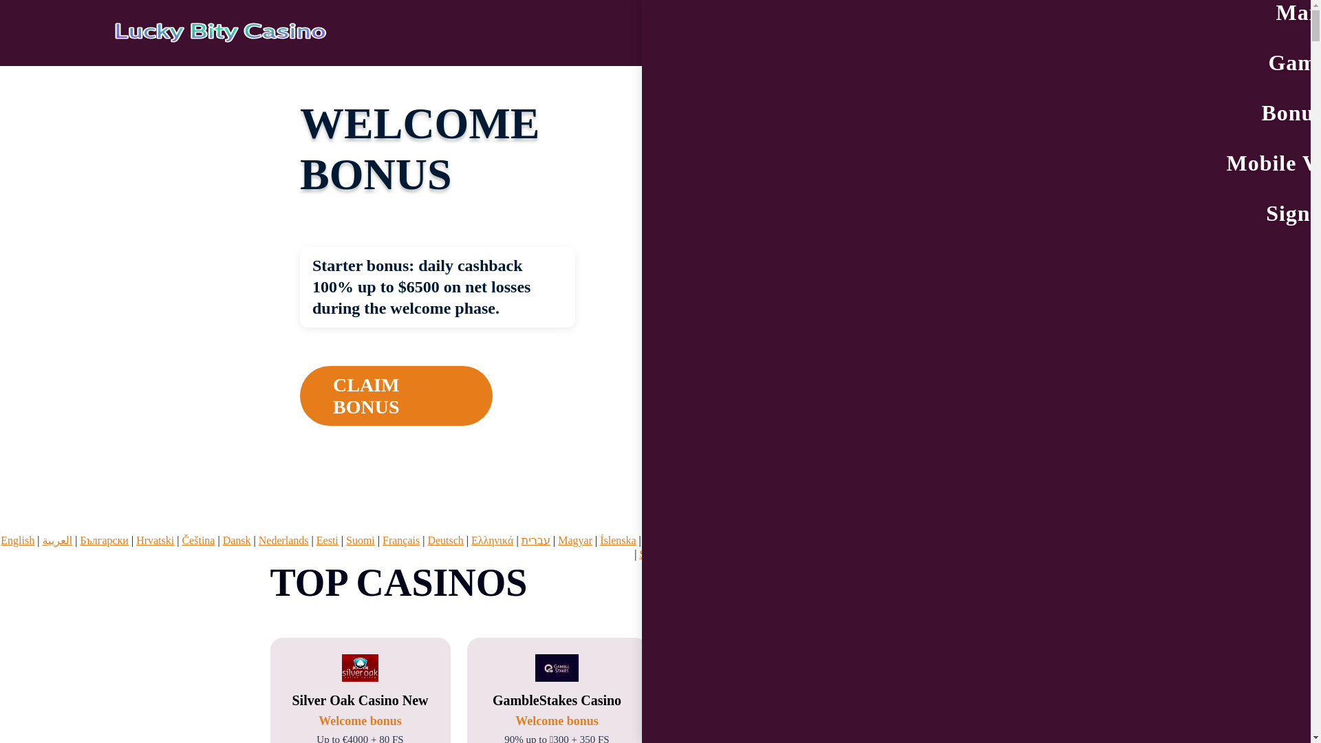 website screenshot of https://luckybity1.bond/