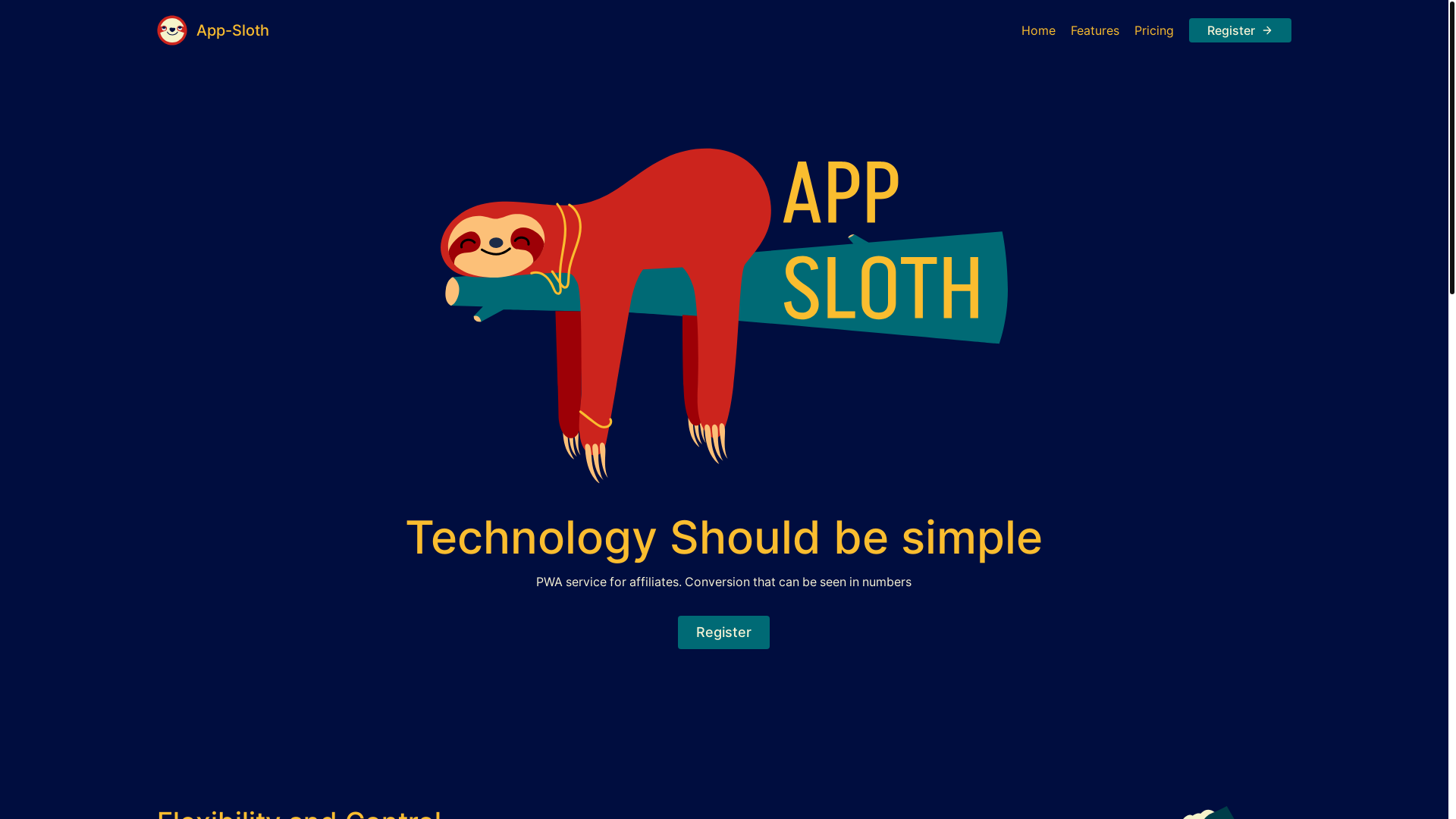 website screenshot of https://app-sloth-landing.pages.dev/