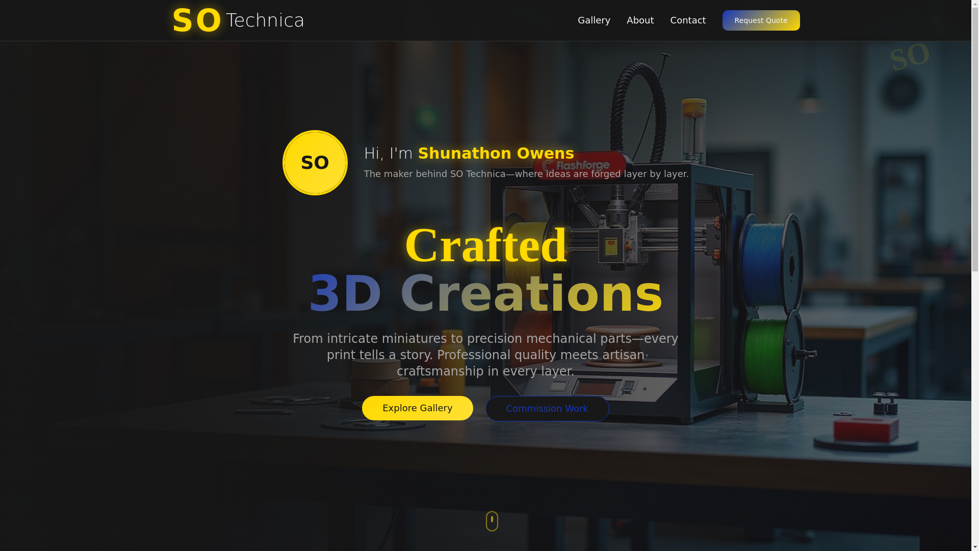 website screenshot of https://sotechnica3d.com/