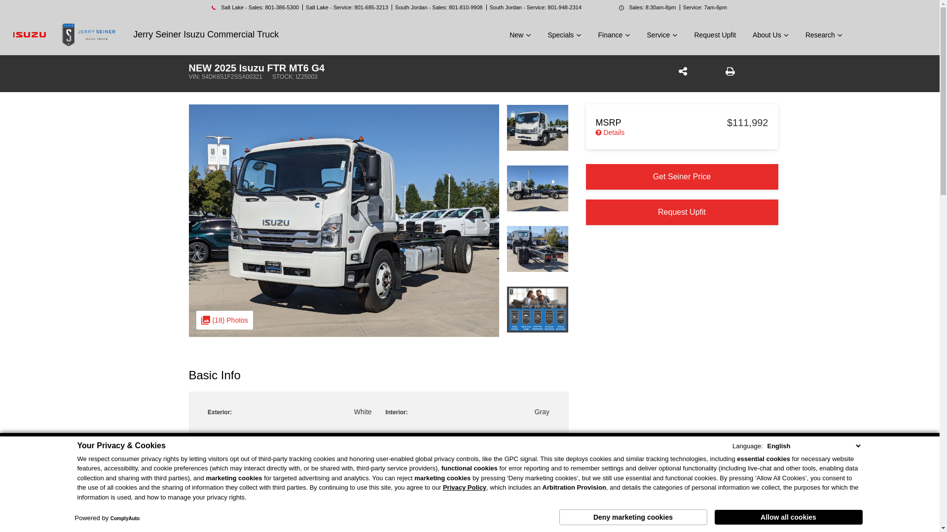website screenshot of https://www.jerryseinerisuzu.com/inventory/54DK6S1F2SSA00321/